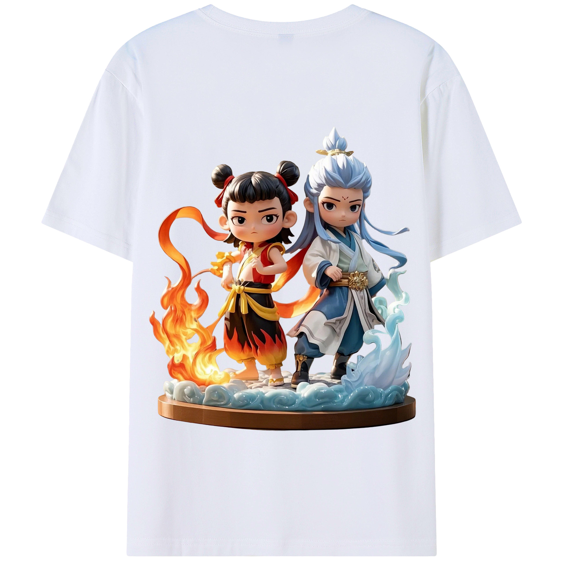 （画像用） Ne Zha 2 ナタ 魔童の大暴れ 綿100％半袖Tシャツ（背面プリント）