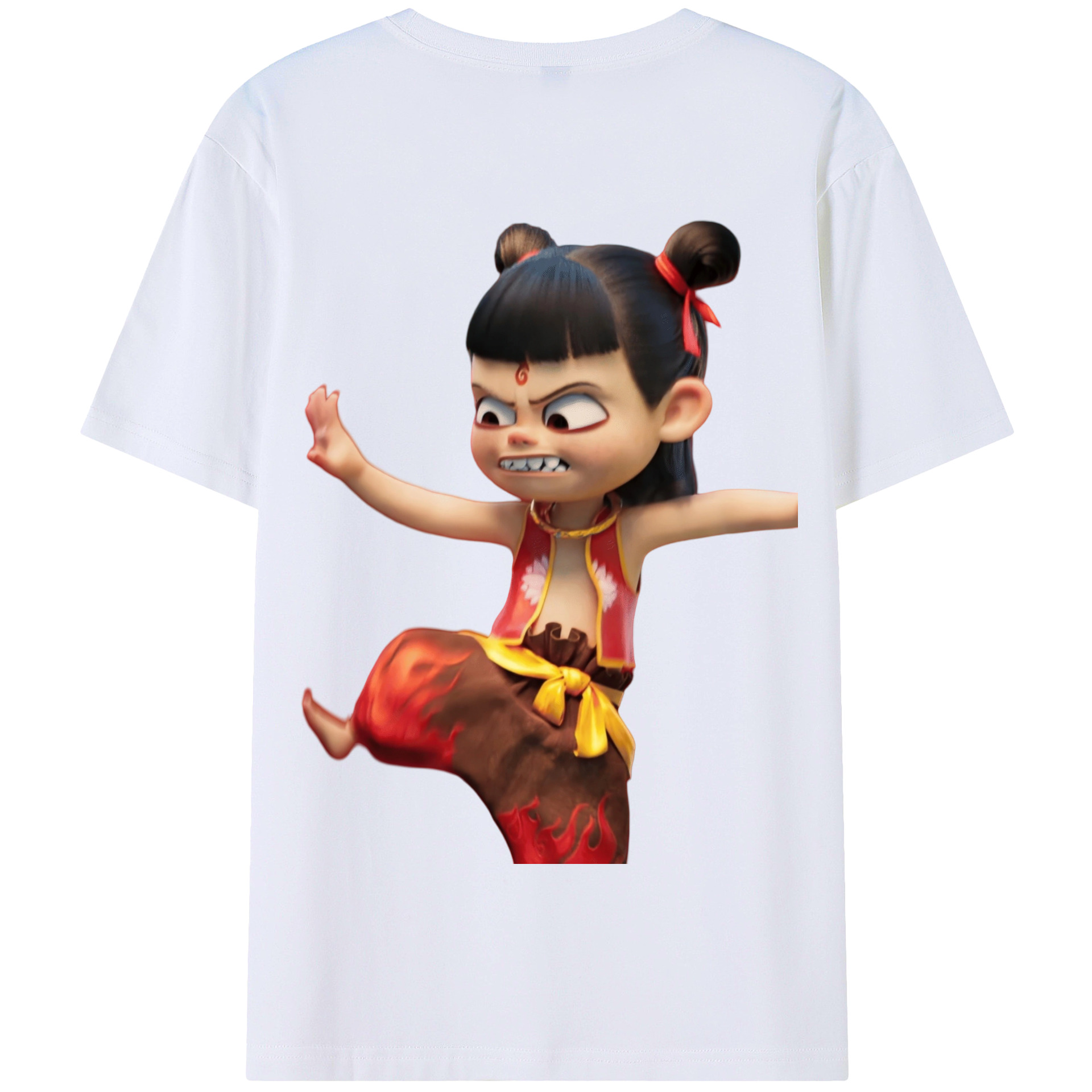 （画像用） Ne Zha 2 ナタ 魔童の大暴れ 綿100％半袖Tシャツ（背面プリント）