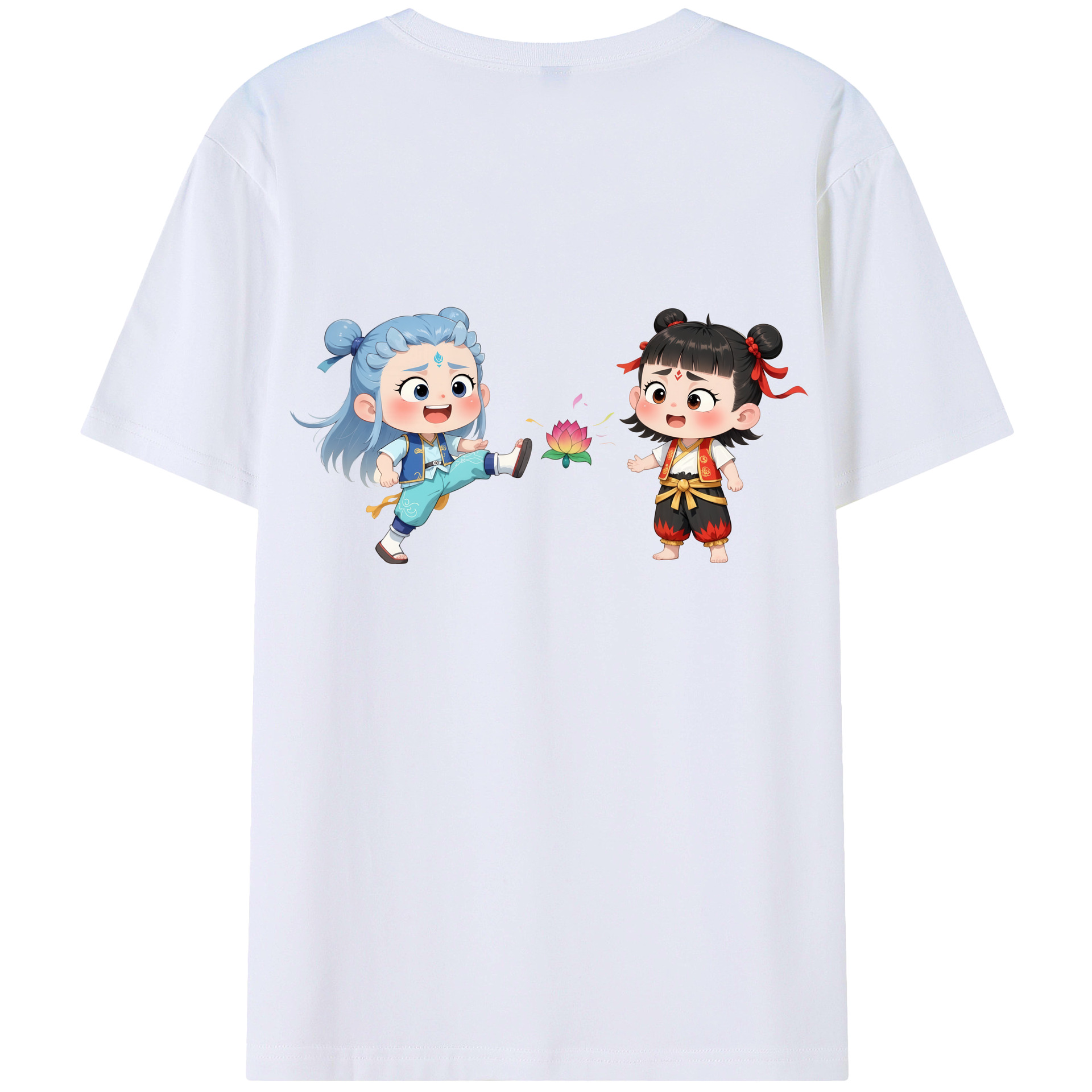 （画像用） Ne Zha 2 ナタ 魔童の大暴れ 綿100％半袖Tシャツ（背面プリント）
