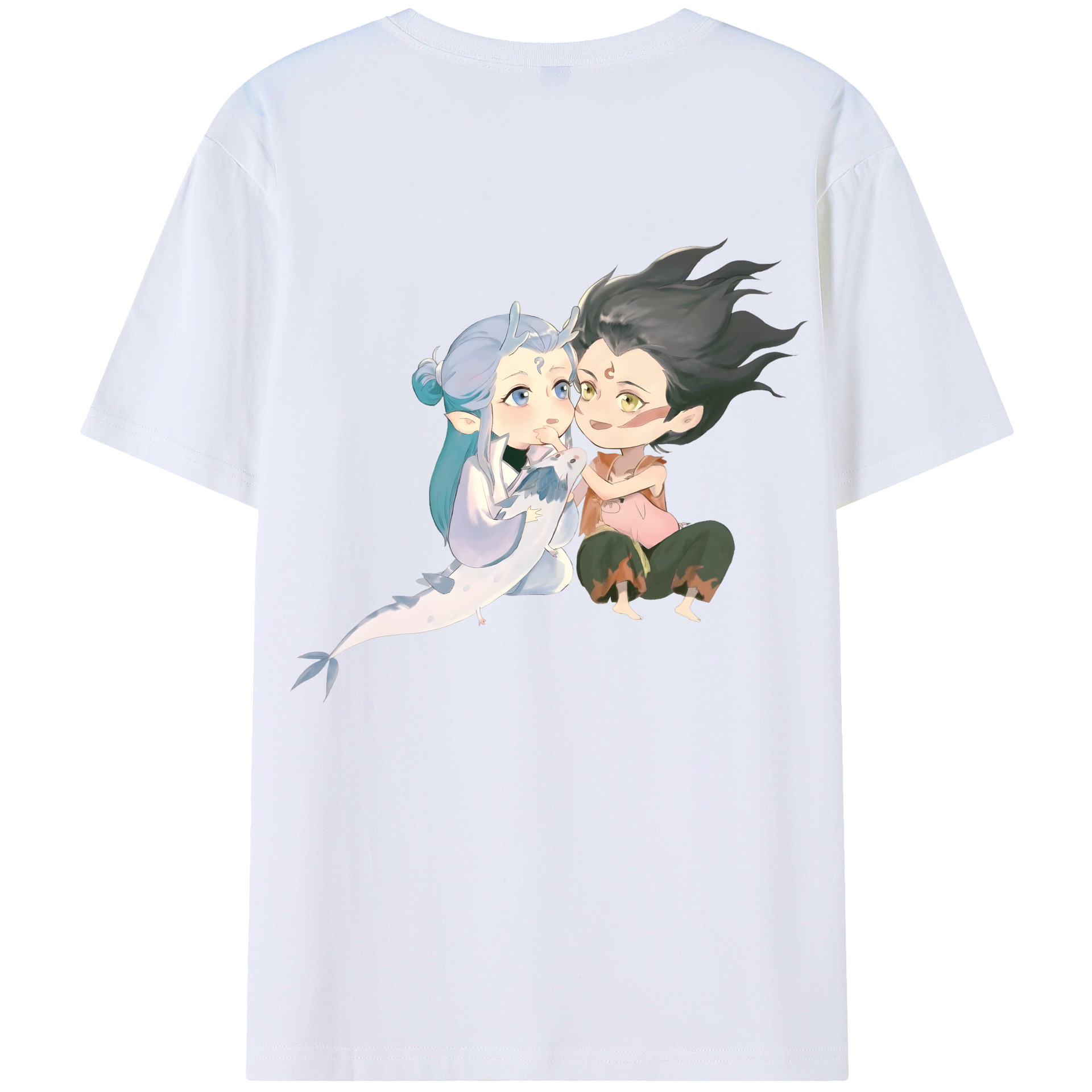 （画像用） Ne Zha 2 ナタ 魔童の大暴れ 綿100％半袖Tシャツ（背面プリント）