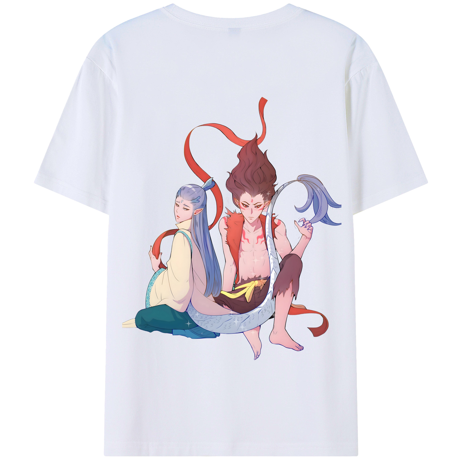 （画像用） Ne Zha 2 ナタ 魔童の大暴れ 綿100％半袖Tシャツ（背面プリント）