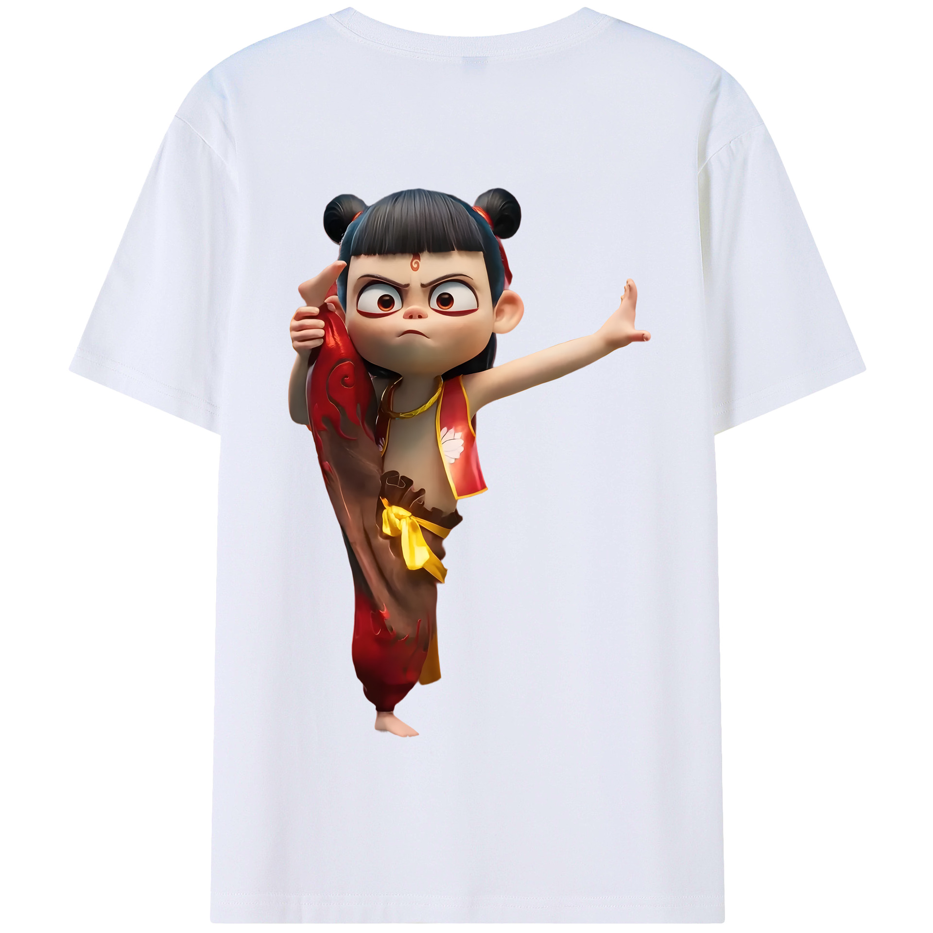 （画像用） Ne Zha 2 ナタ 魔童の大暴れ 綿100％半袖Tシャツ（背面プリント）