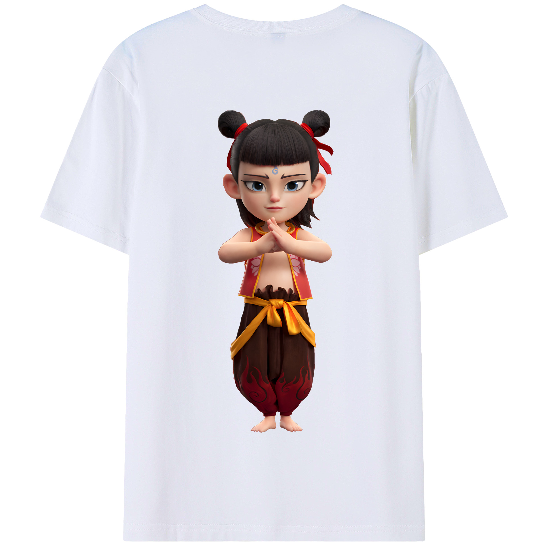 （画像用） Ne Zha 2 ナタ 魔童の大暴れ 綿100％半袖Tシャツ（背面プリント）