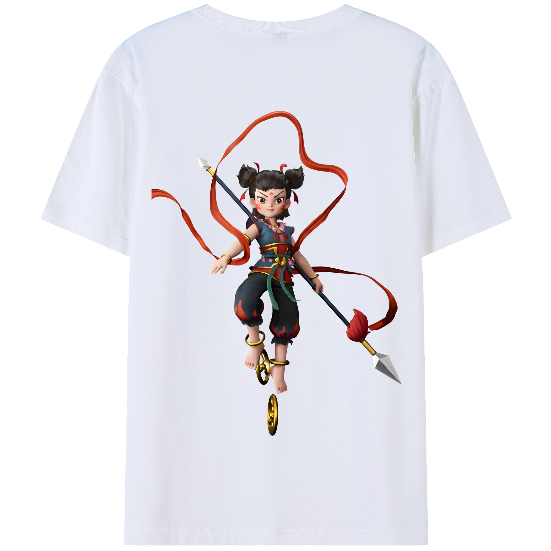 （画像用） Ne Zha 2 ナタ 魔童の大暴れ 綿100％半袖Tシャツ（背面プリント）