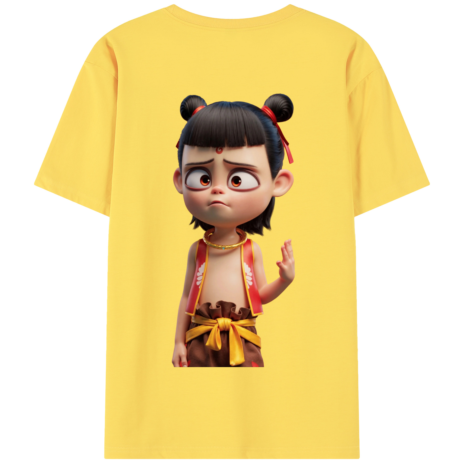（画像用） Ne Zha 2 ナタ 魔童の大暴れ 綿100％半袖Tシャツ（背面プリント）