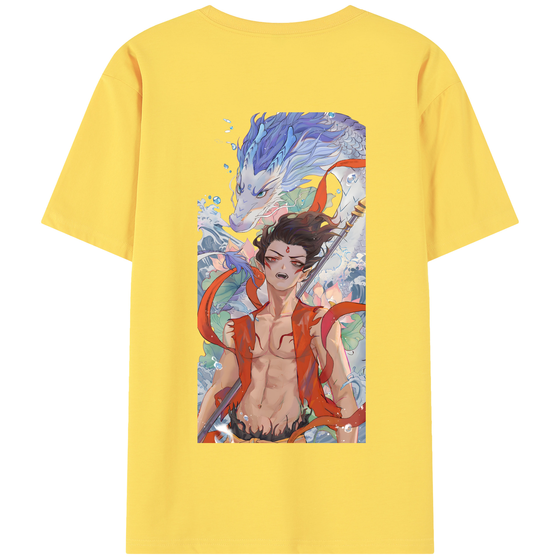 （画像用） Ne Zha 2 ナタ 魔童の大暴れ 綿100％半袖Tシャツ（背面プリント）