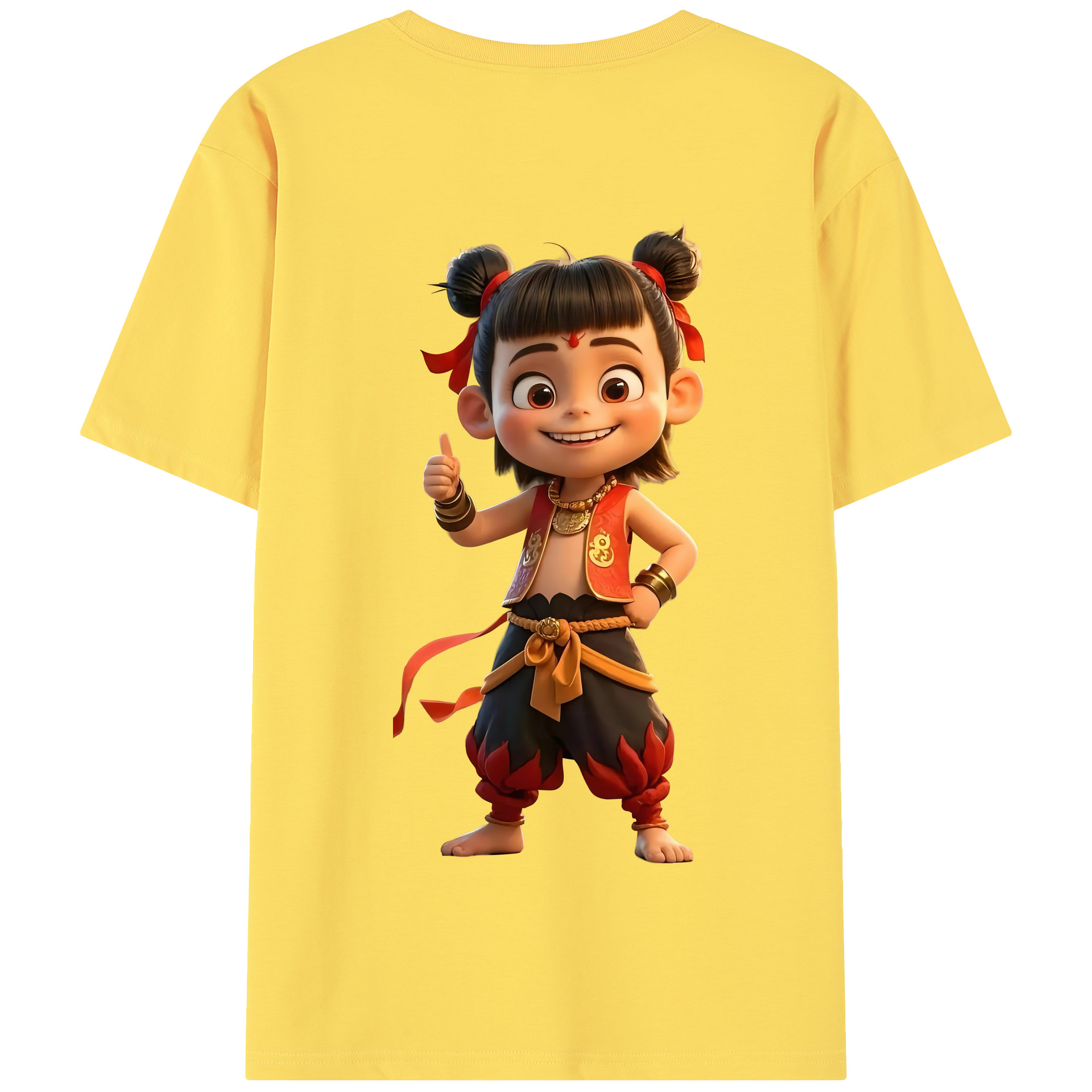 （画像用） Ne Zha 2 ナタ 魔童の大暴れ 綿100％半袖Tシャツ（背面プリント）