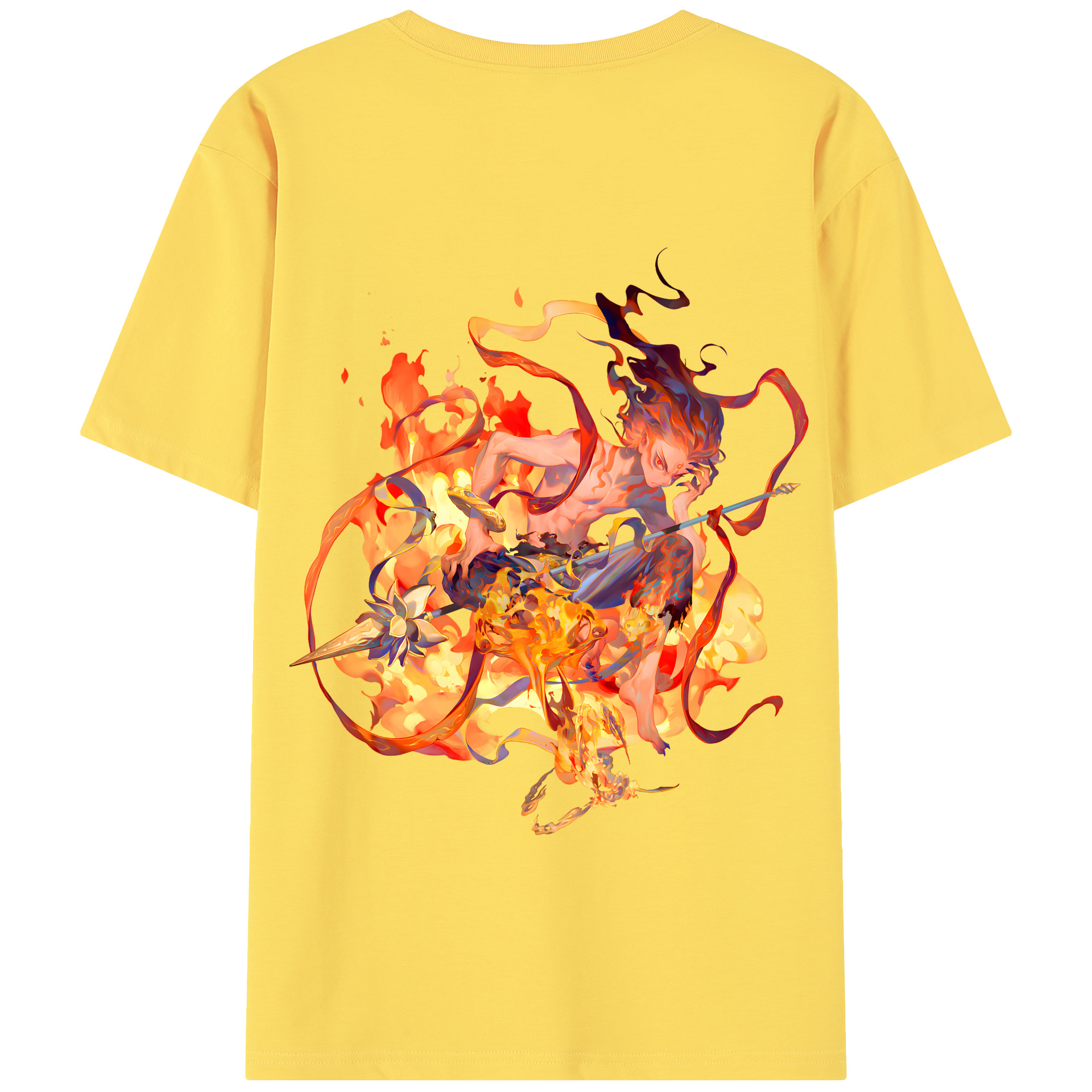 （画像用） Ne Zha 2 ナタ 魔童の大暴れ 綿100％半袖Tシャツ（背面プリント）