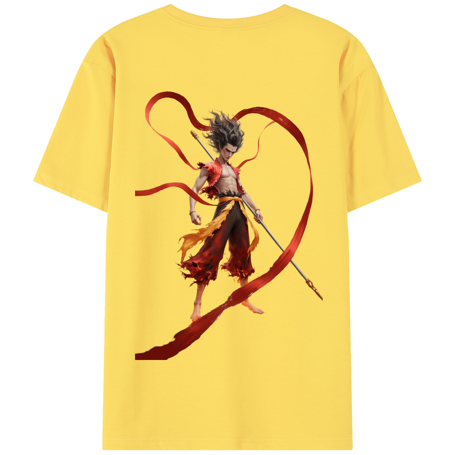 （画像用） Ne Zha 2 ナタ 魔童の大暴れ 綿100％半袖Tシャツ（背面プリント）