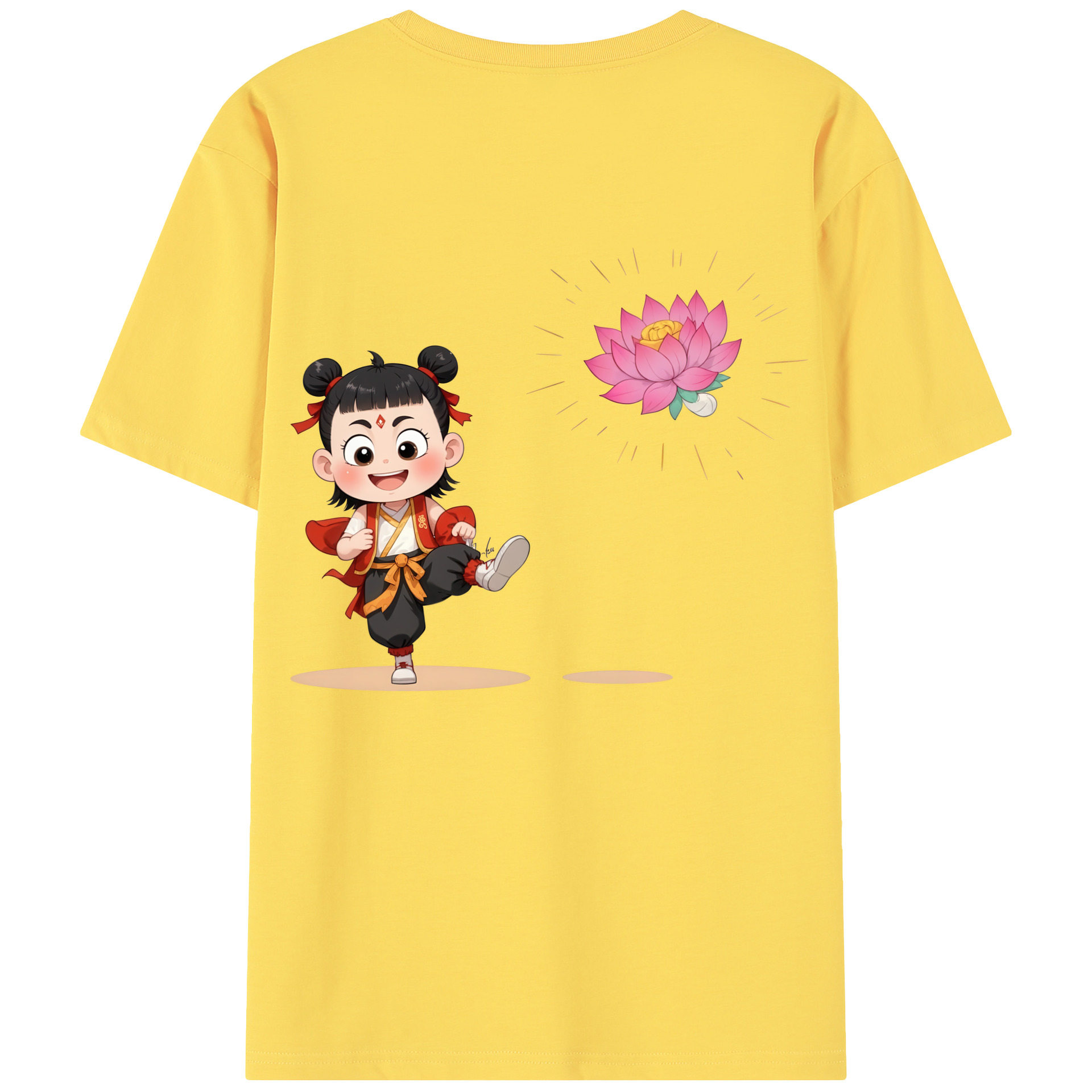 （画像用） Ne Zha 2 ナタ 魔童の大暴れ 綿100％半袖Tシャツ（背面プリント）