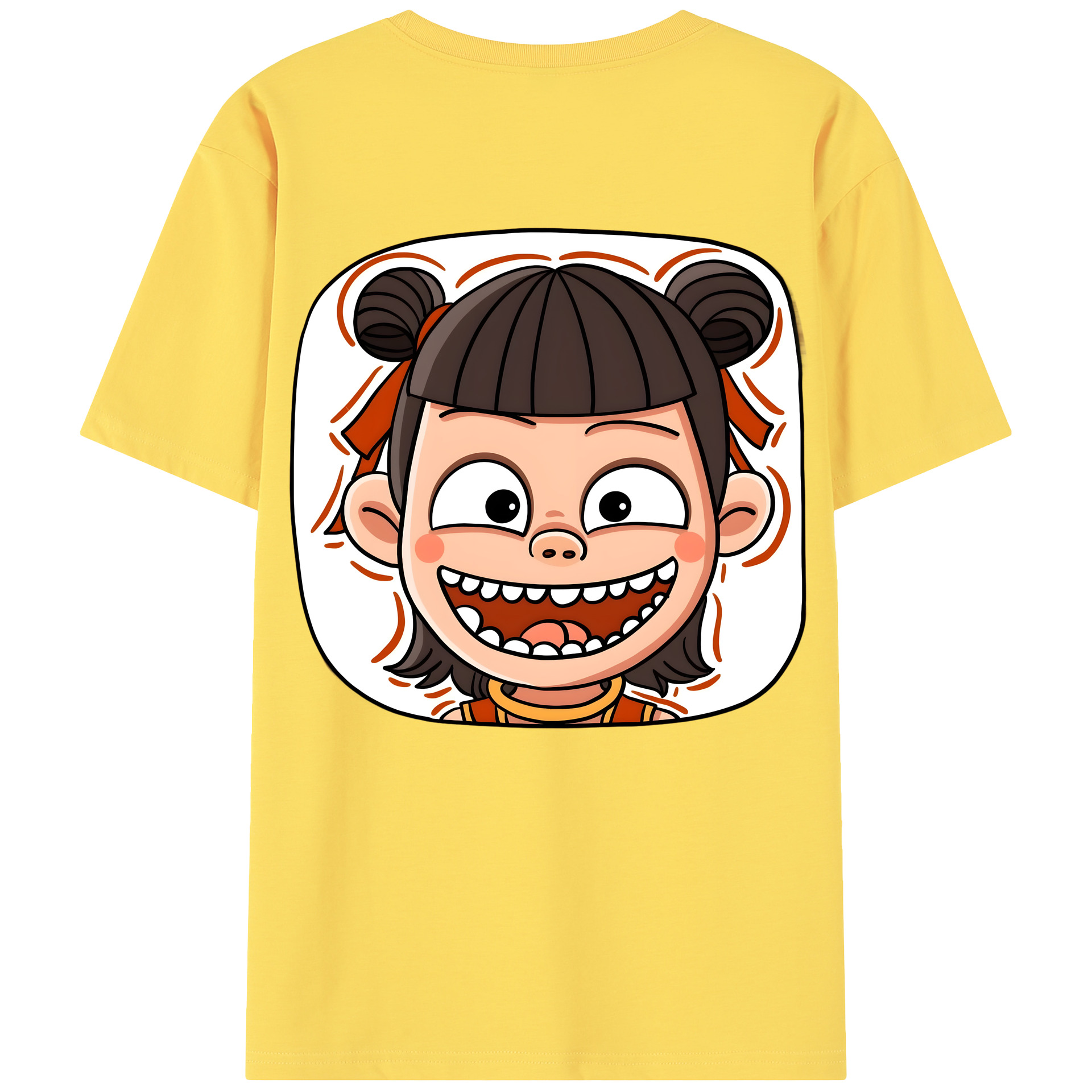 （画像用） Ne Zha 2 ナタ 魔童の大暴れ 綿100％半袖Tシャツ（背面プリント）