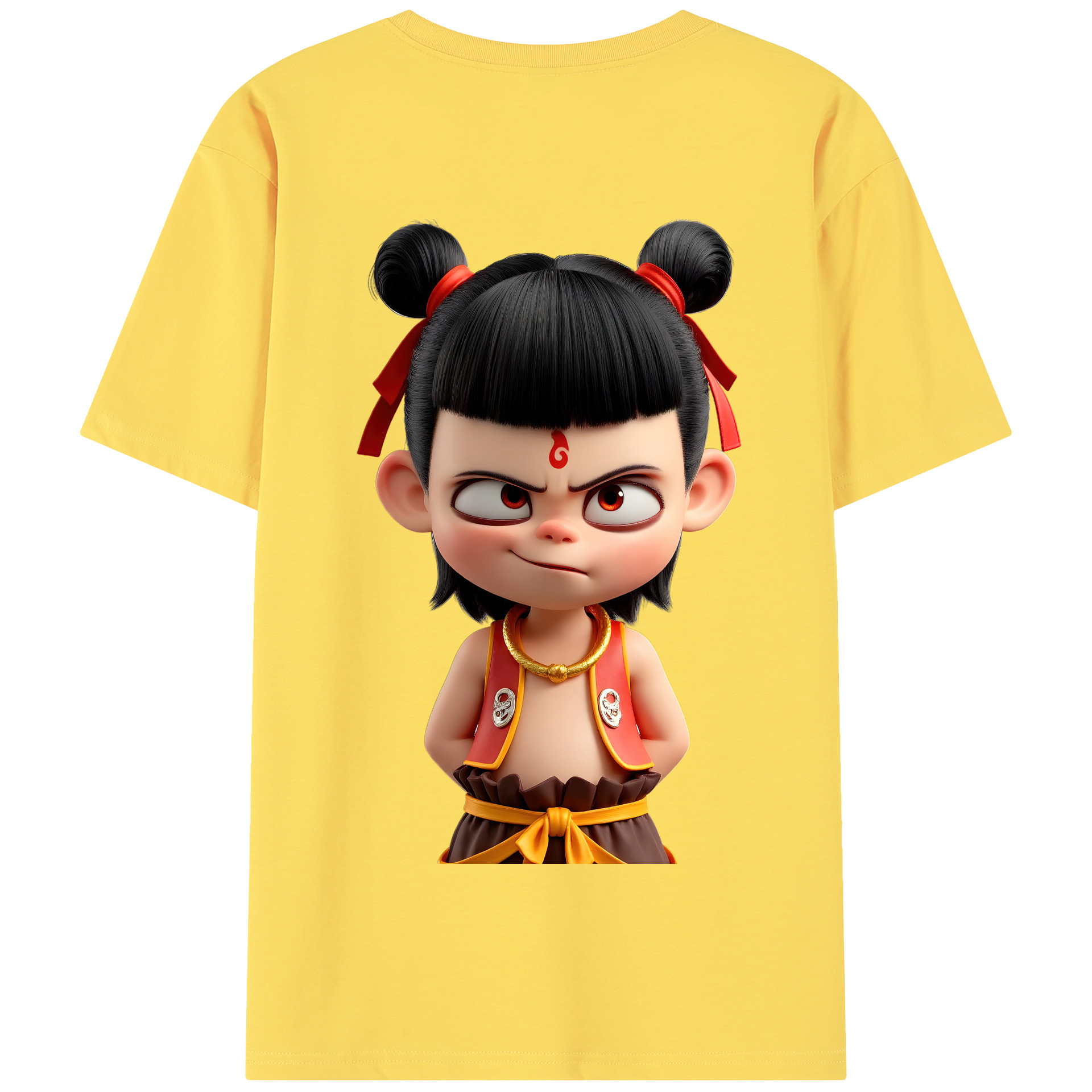 （画像用） Ne Zha 2 ナタ 魔童の大暴れ 綿100％半袖Tシャツ（背面プリント）