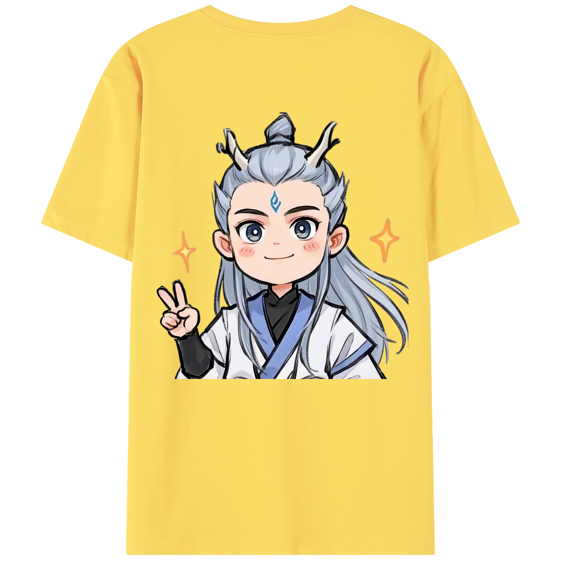 （画像用） Ne Zha 2 ナタ 魔童の大暴れ 綿100％半袖Tシャツ（背面プリント）