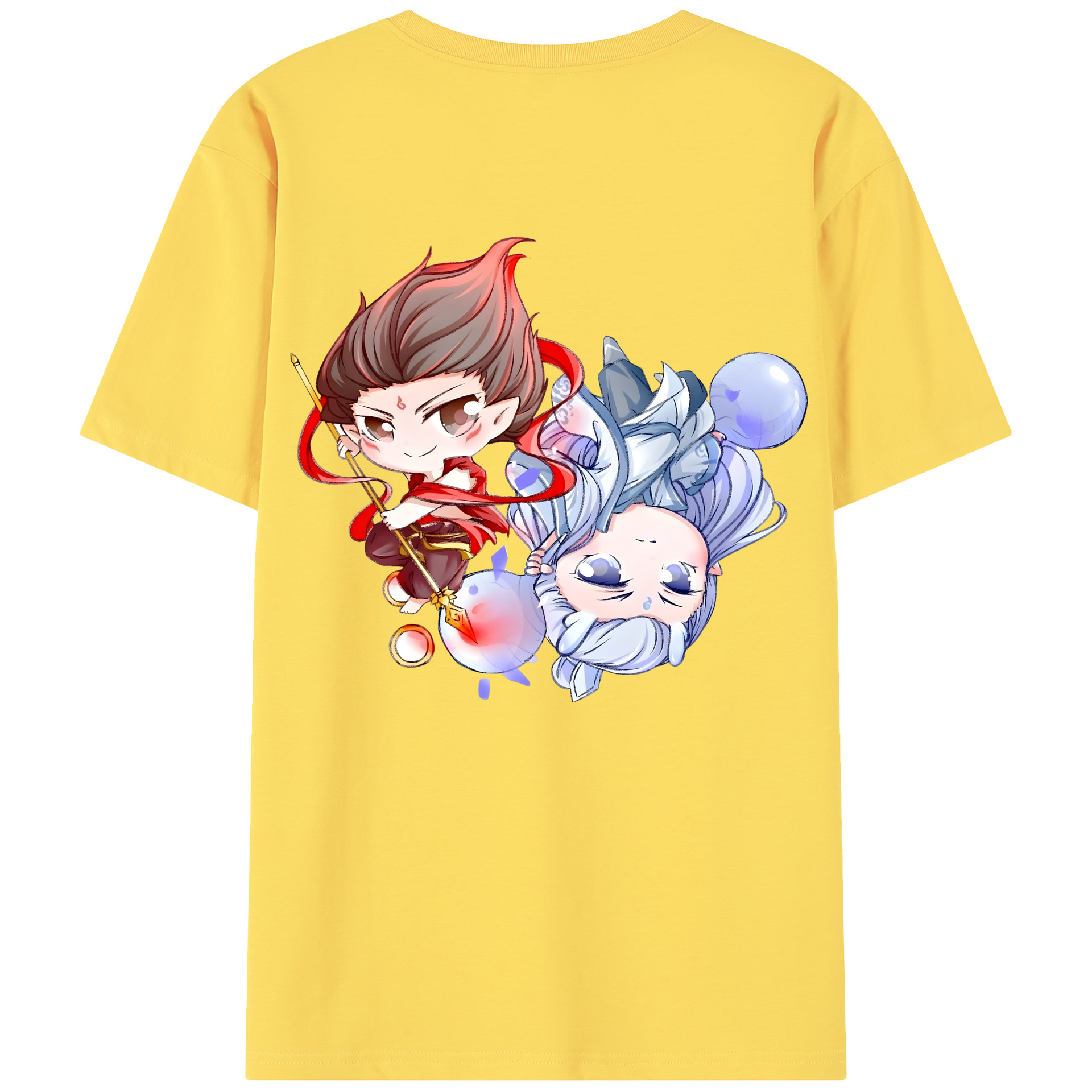 （画像用） Ne Zha 2 ナタ 魔童の大暴れ 綿100％半袖Tシャツ（背面プリント）