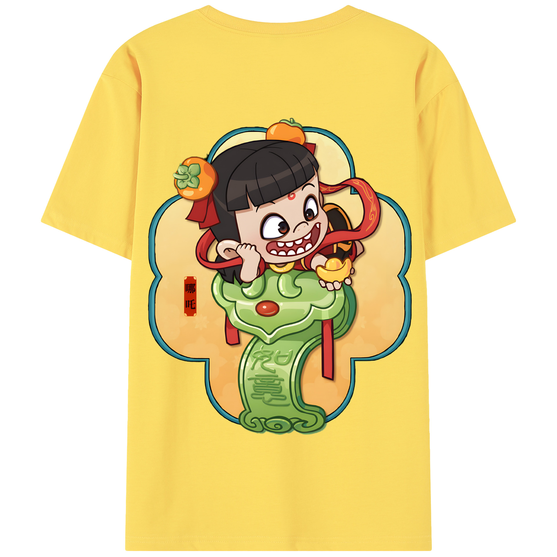 （画像用） Ne Zha 2 ナタ 魔童の大暴れ 綿100％半袖Tシャツ（背面プリント）