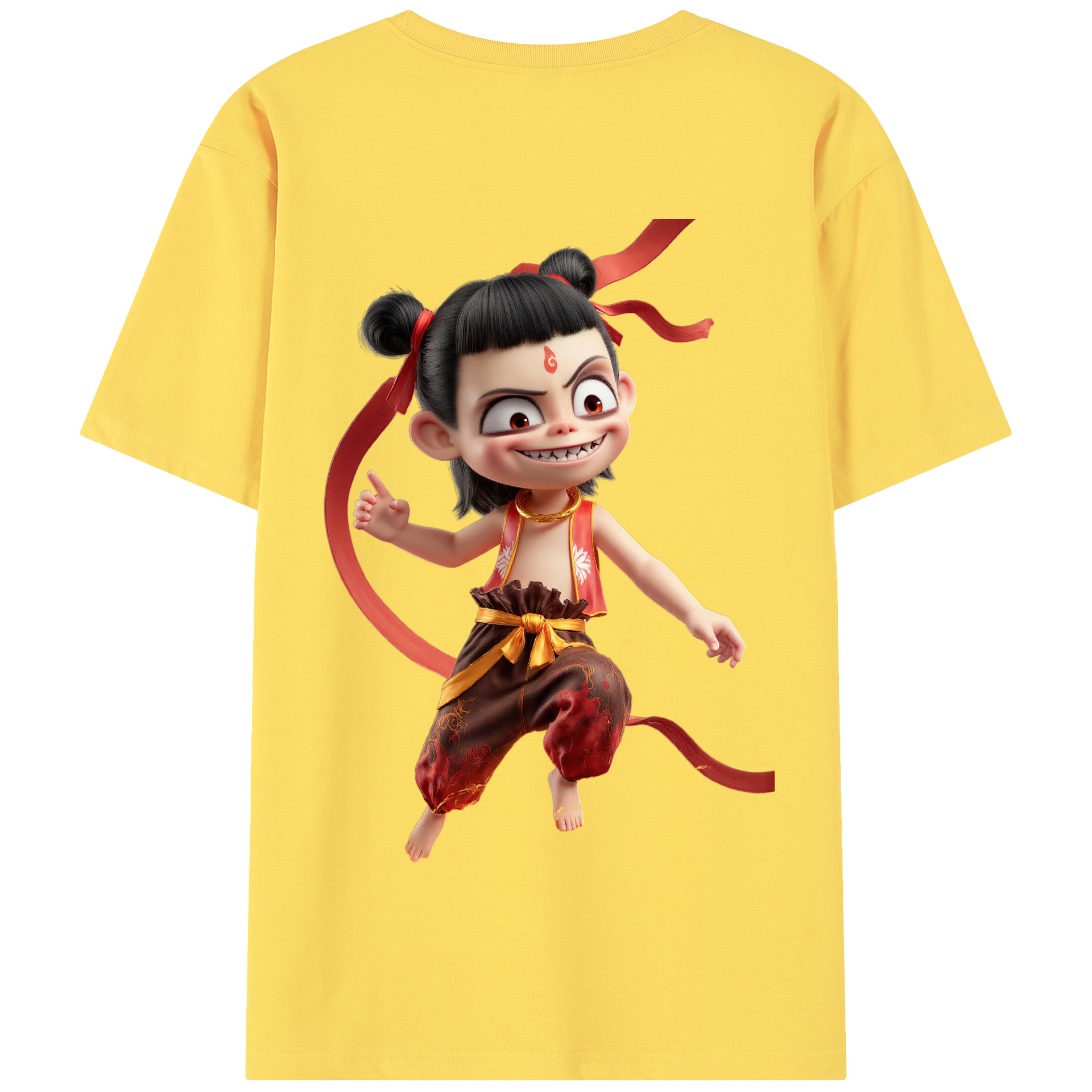 （画像用） Ne Zha 2 ナタ 魔童の大暴れ 綿100％半袖Tシャツ（背面プリント）