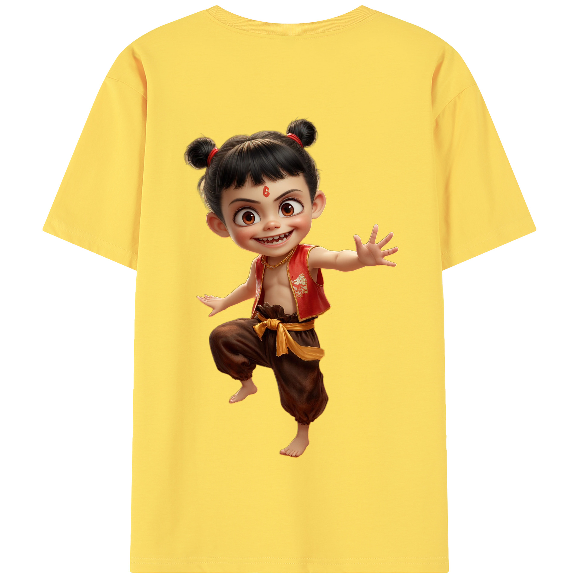 （画像用） Ne Zha 2 ナタ 魔童の大暴れ 綿100％半袖Tシャツ（背面プリント）