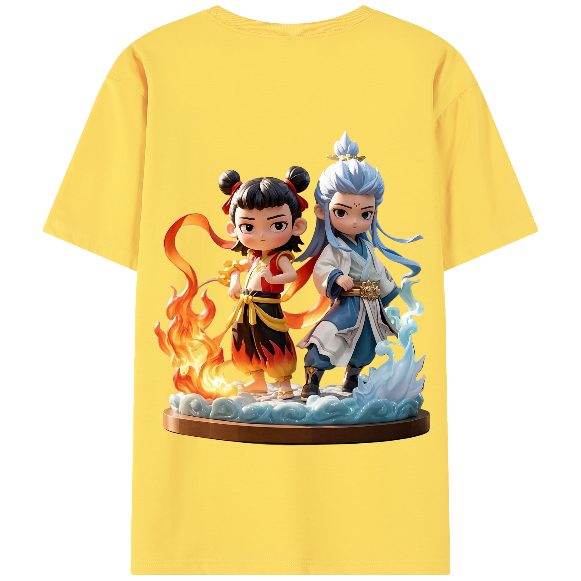 （画像用） Ne Zha 2 ナタ 魔童の大暴れ 綿100％半袖Tシャツ（背面プリント）