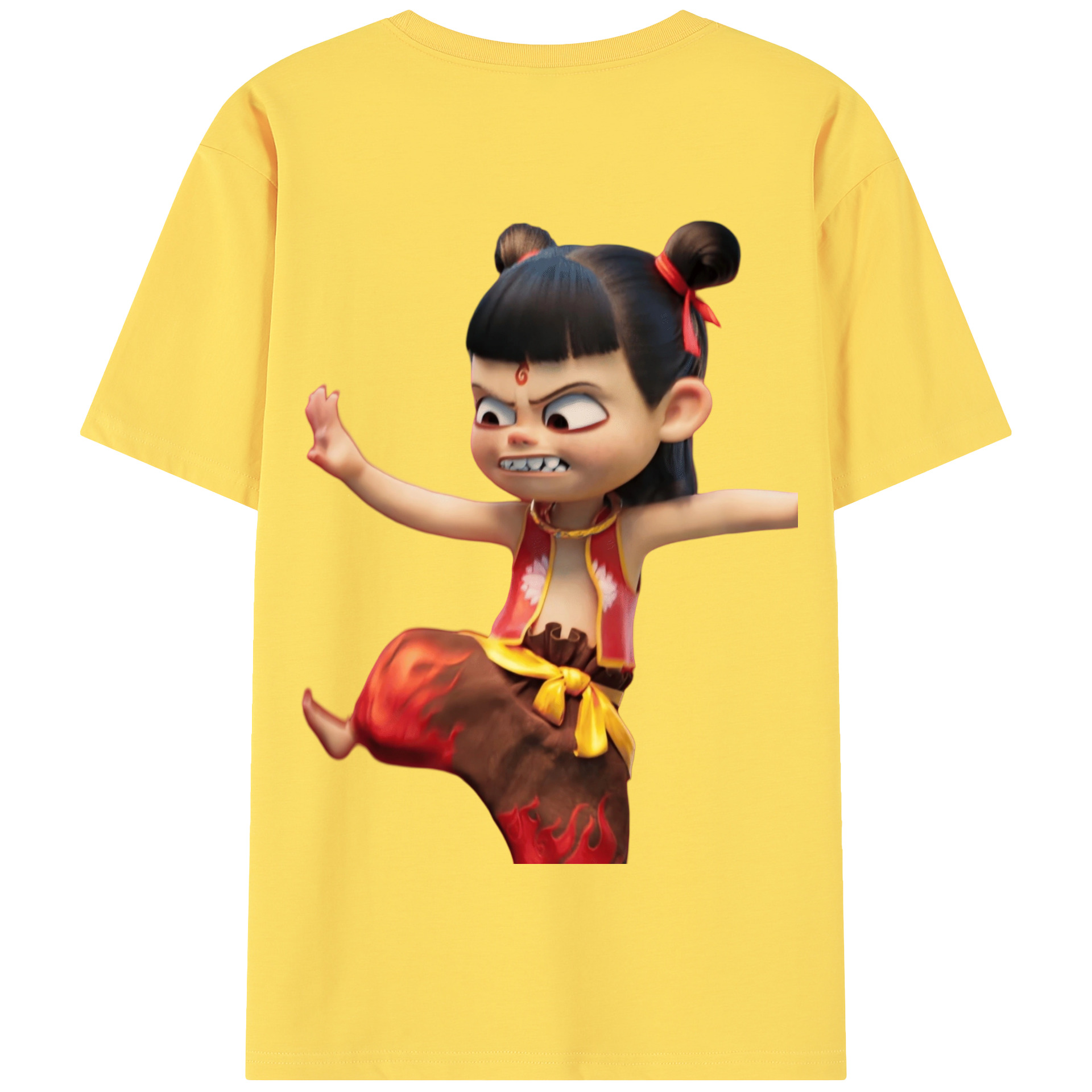 （画像用） Ne Zha 2 ナタ 魔童の大暴れ 綿100％半袖Tシャツ（背面プリント）