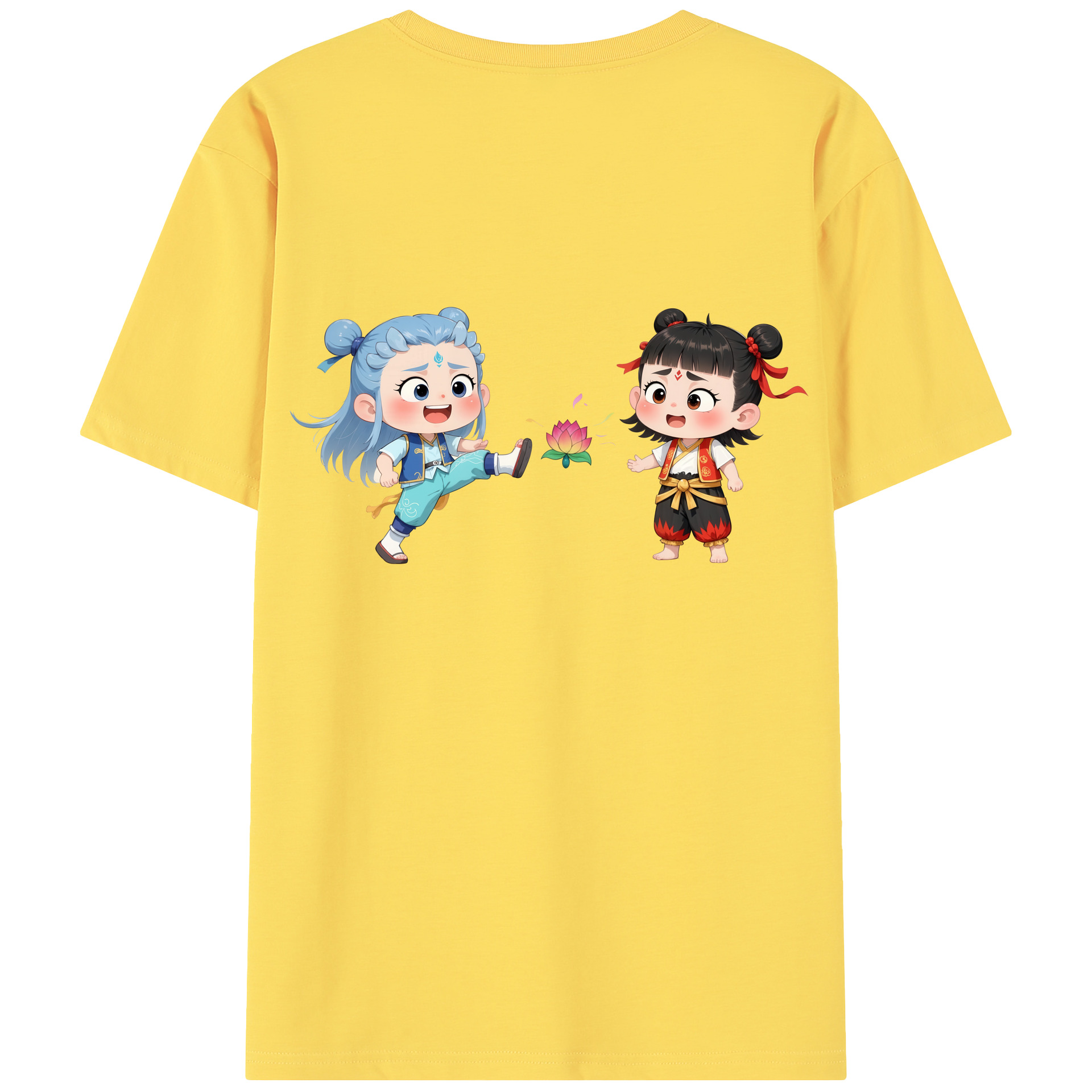 （画像用） Ne Zha 2 ナタ 魔童の大暴れ 綿100％半袖Tシャツ（背面プリント）