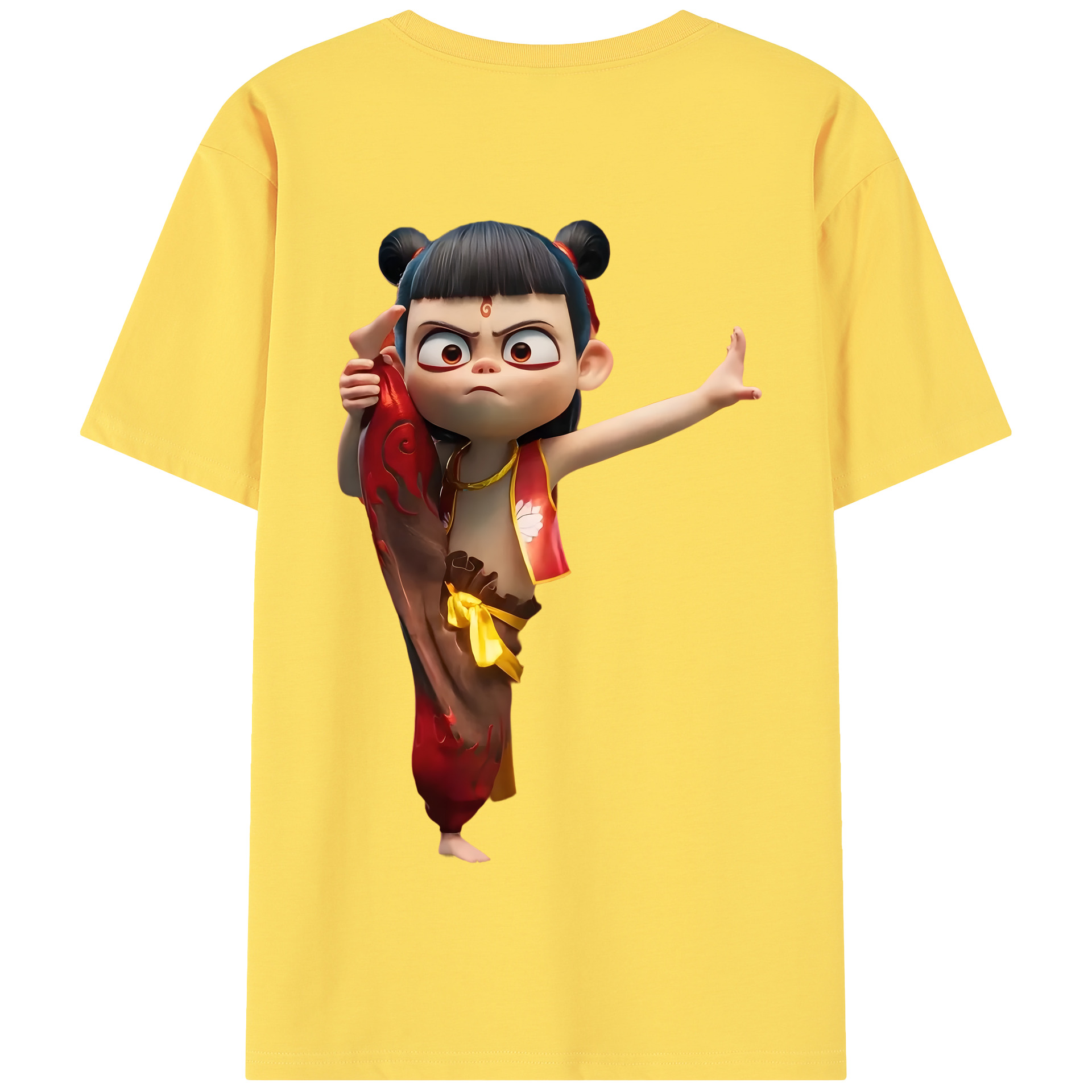 （画像用） Ne Zha 2 ナタ 魔童の大暴れ 綿100％半袖Tシャツ（背面プリント）