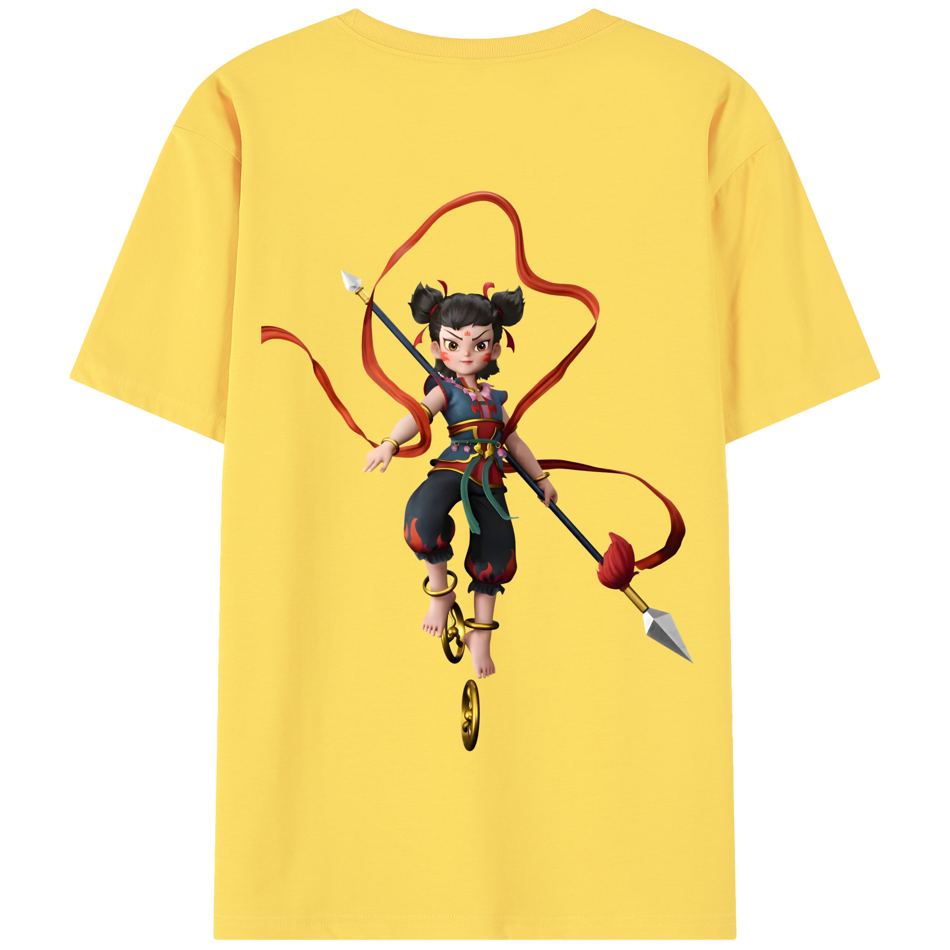 （画像用） Ne Zha 2 ナタ 魔童の大暴れ 綿100％半袖Tシャツ（背面プリント）