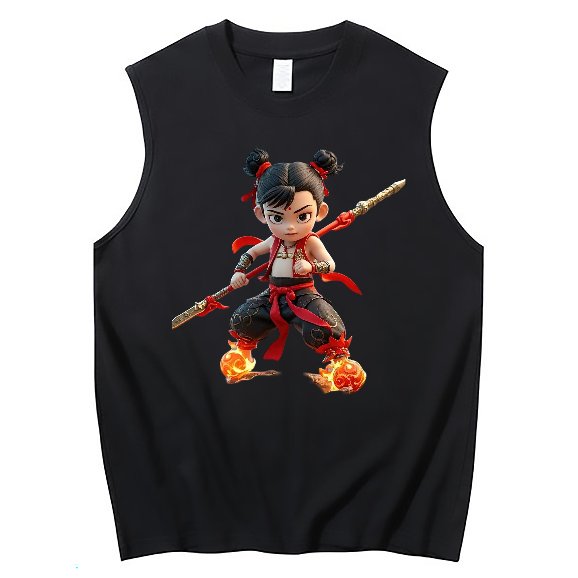 （画像用） Ne Zha 2 ナタ 魔童の大暴れ コットン100％タンクトップ（フロントプリント）