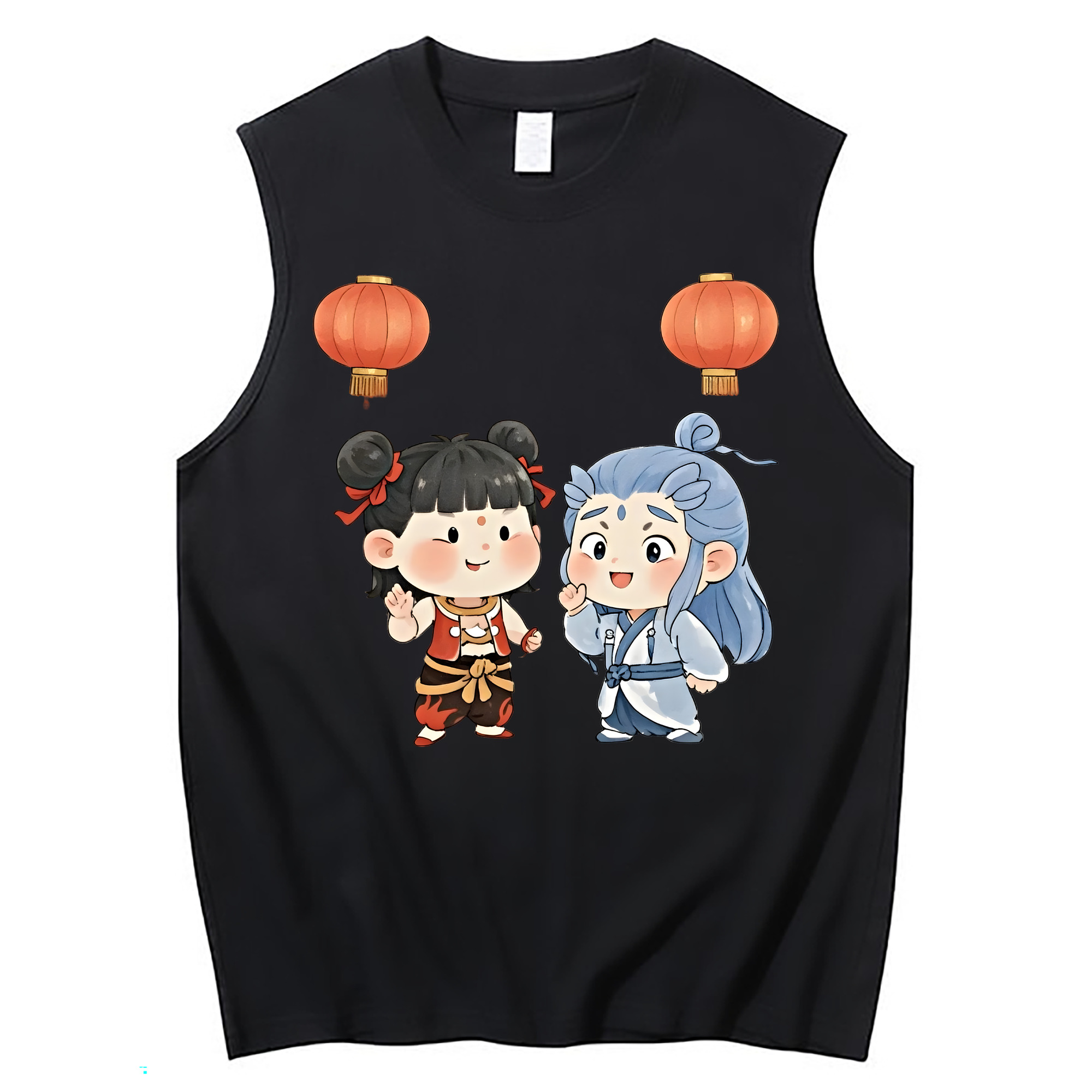 （画像用） Ne Zha 2 ナタ 魔童の大暴れ コットン100％タンクトップ（フロントプリント）