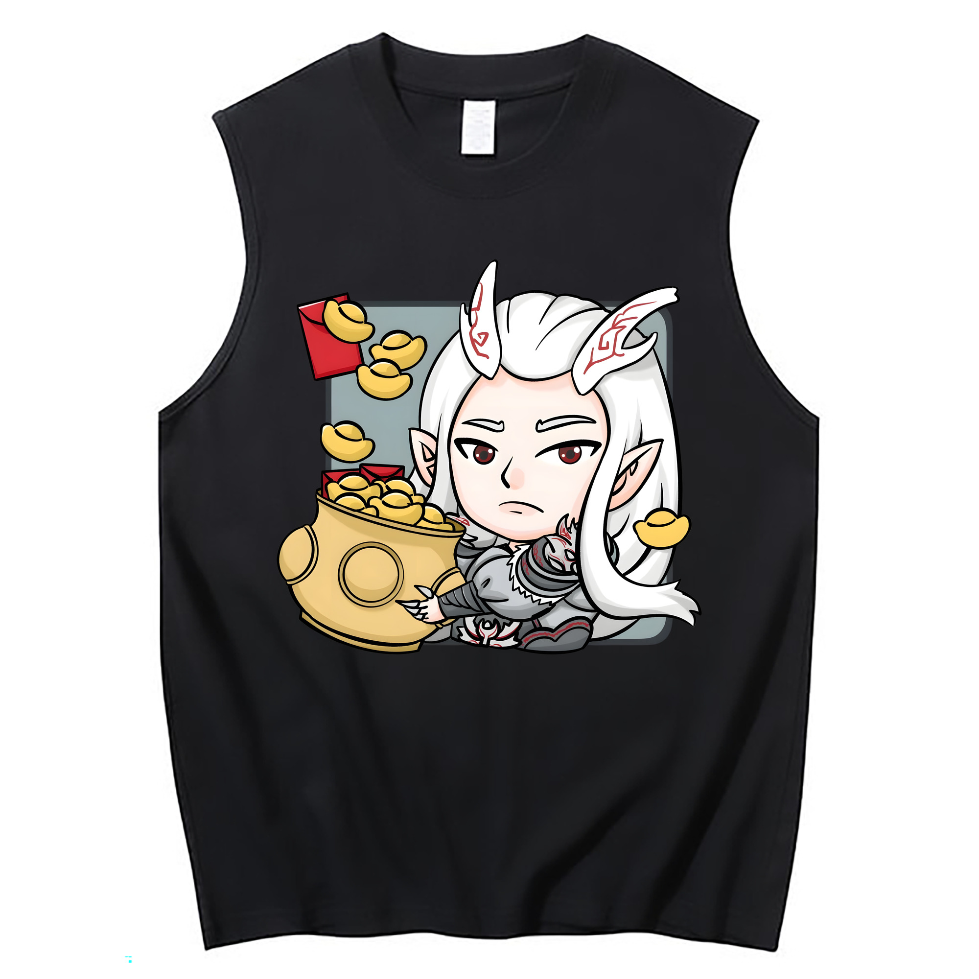 （画像用） Ne Zha 2 ナタ 魔童の大暴れ コットン100％タンクトップ（フロントプリント）