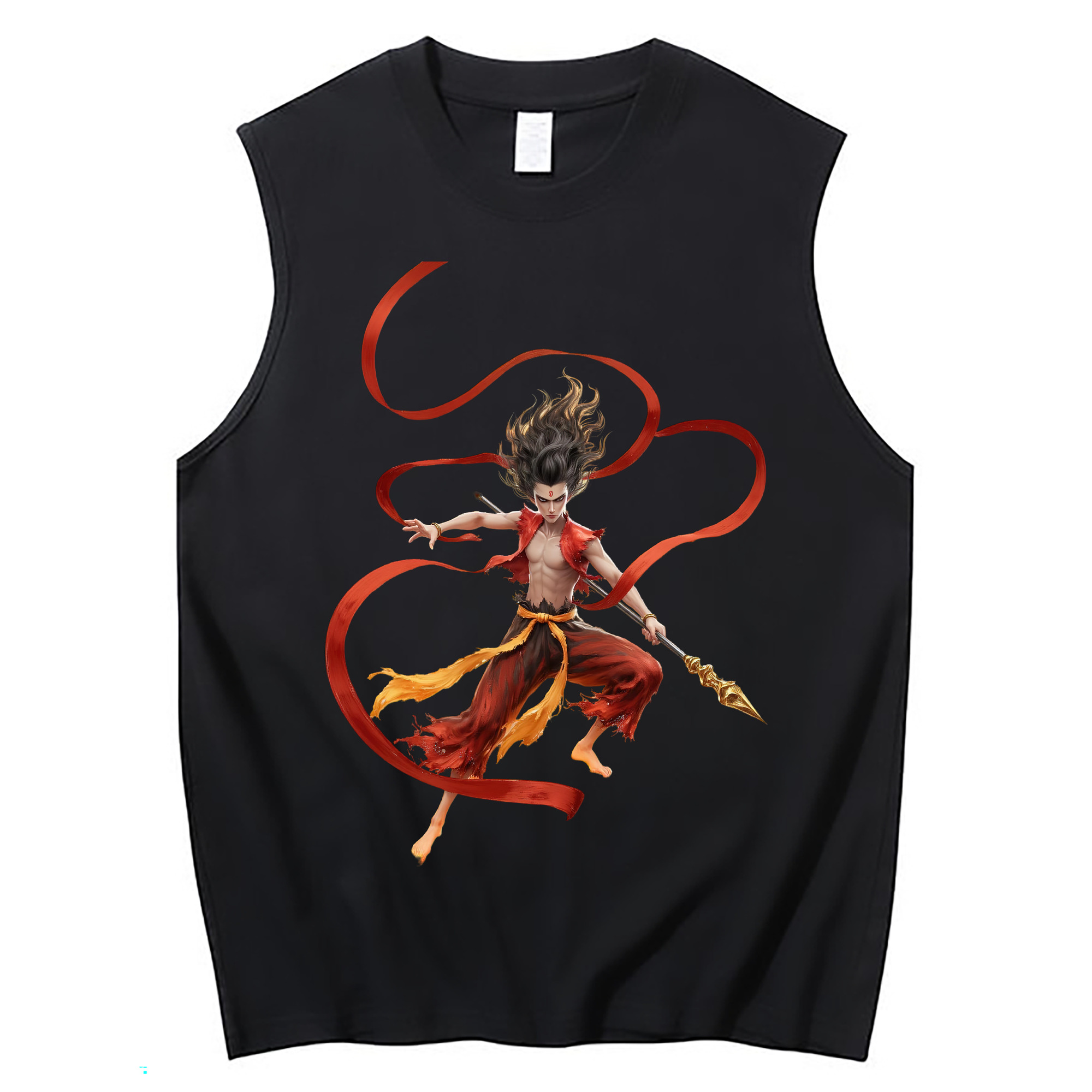 （画像用） Ne Zha 2 ナタ 魔童の大暴れ コットン100％タンクトップ（フロントプリント）
