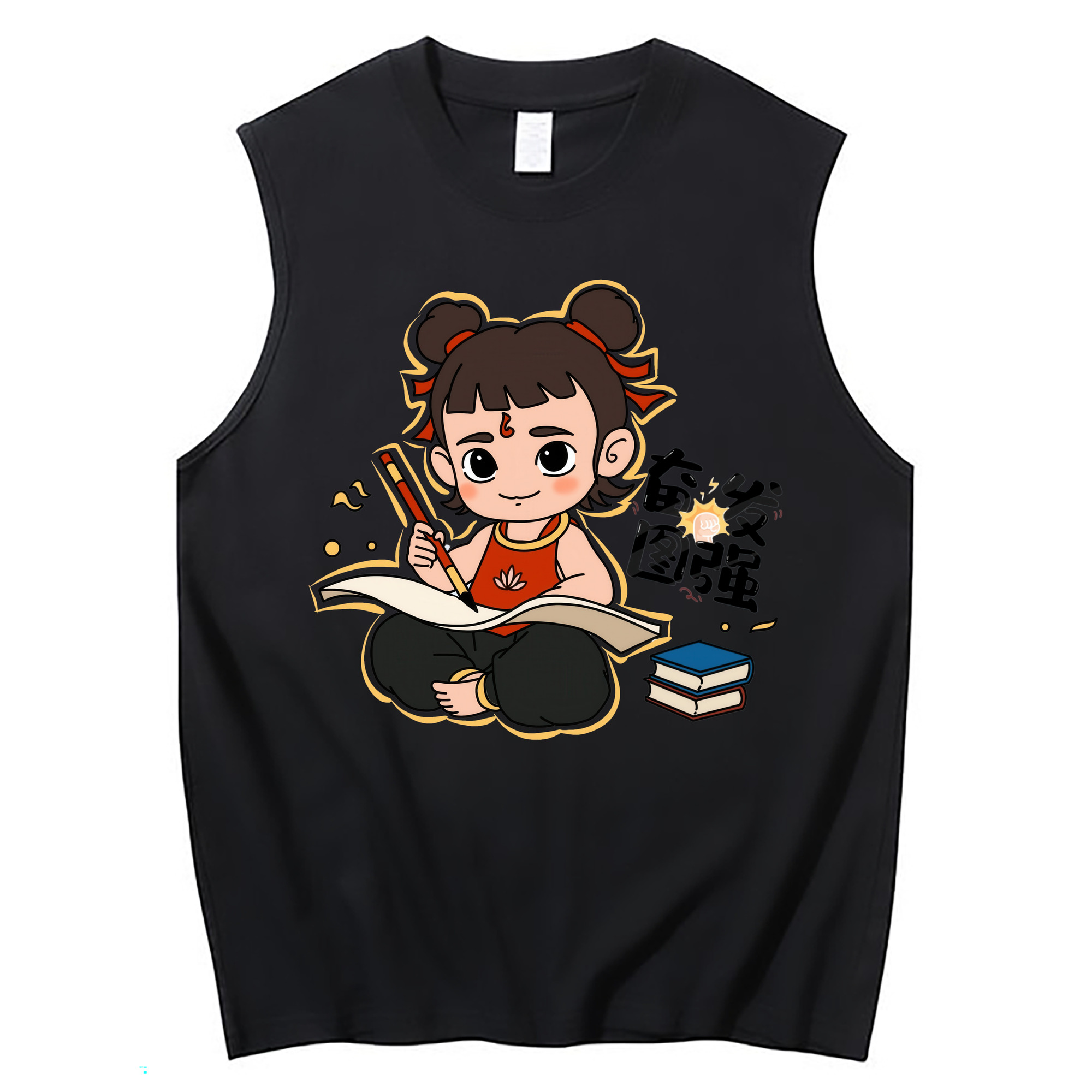 （画像用） Ne Zha 2 ナタ 魔童の大暴れ コットン100％タンクトップ（フロントプリント）
