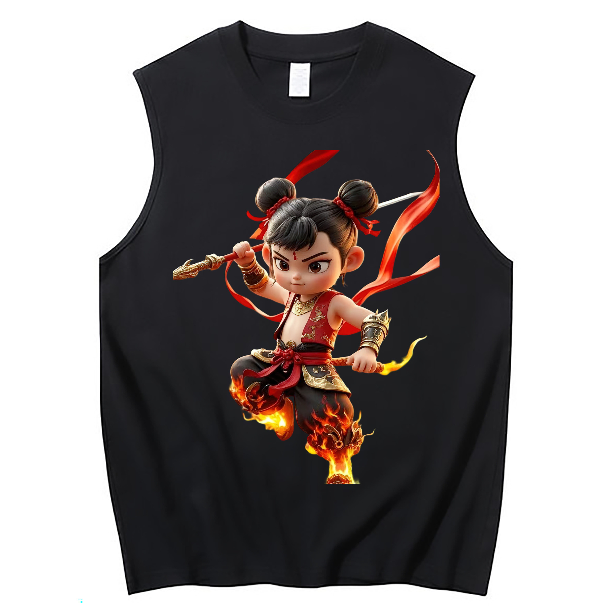 （画像用） Ne Zha 2 ナタ 魔童の大暴れ コットン100％タンクトップ（フロントプリント）