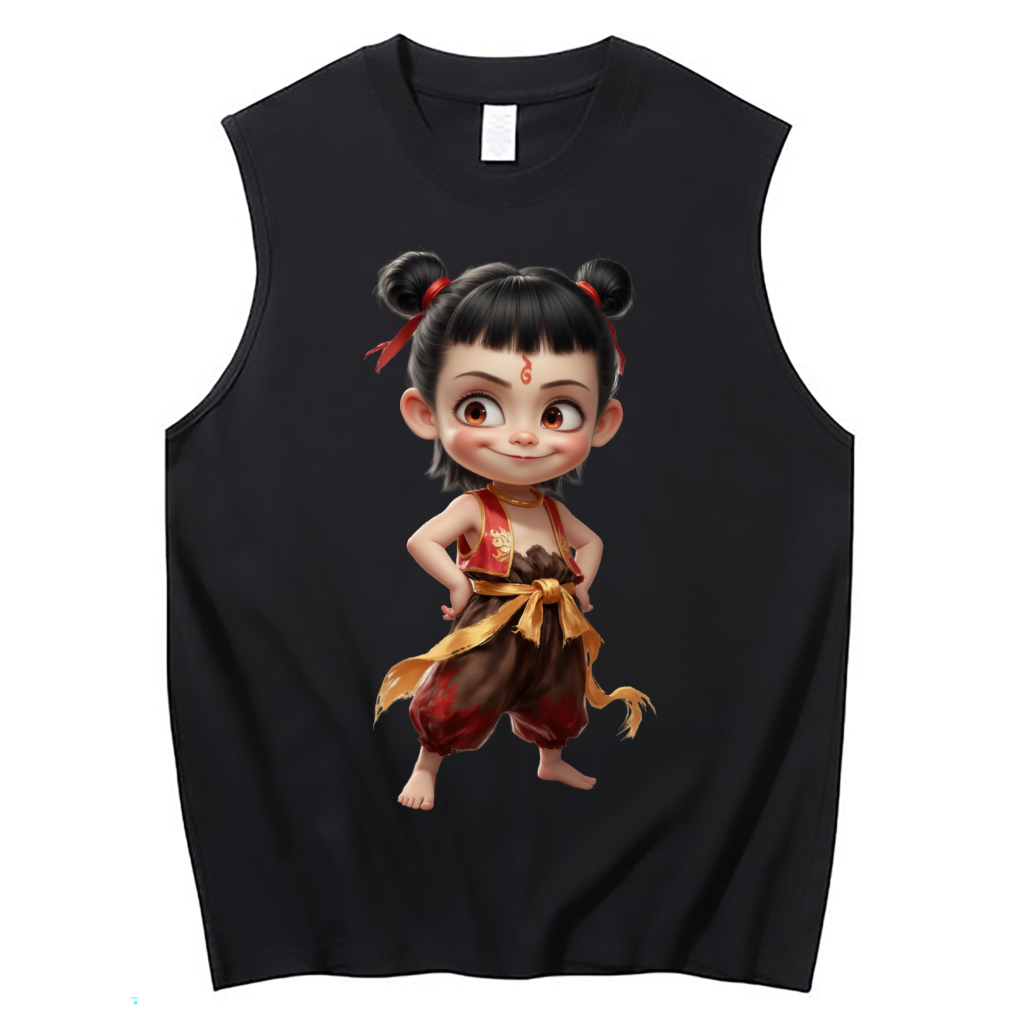 （画像用） Ne Zha 2 ナタ 魔童の大暴れ コットン100％タンクトップ（フロントプリント）