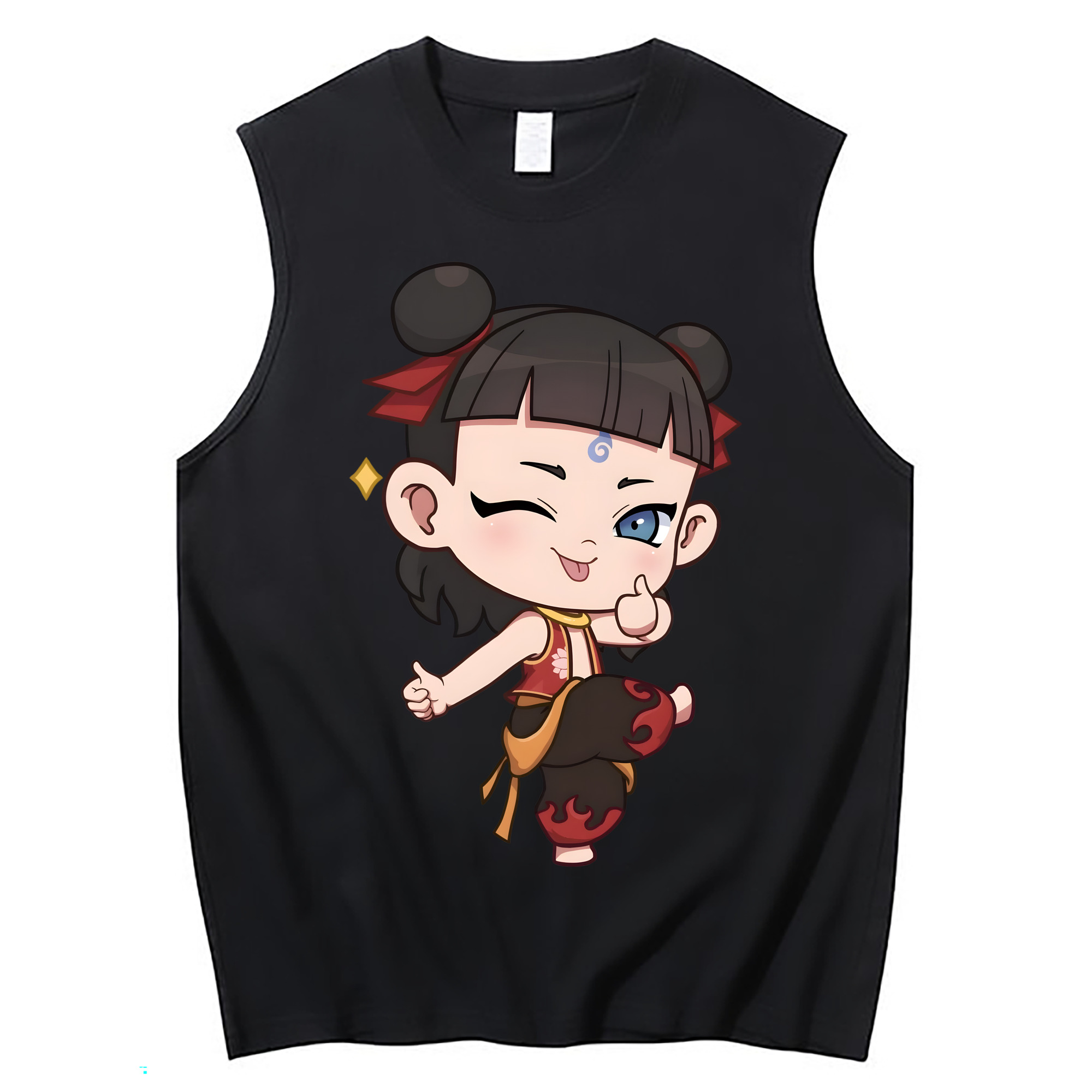 （画像用） Ne Zha 2 ナタ 魔童の大暴れ コットン100％タンクトップ（フロントプリント）