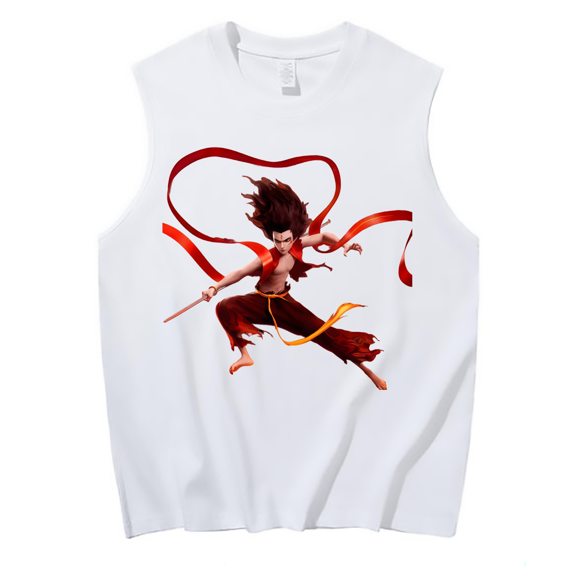 （画像用） Ne Zha 2 ナタ 魔童の大暴れ コットン100％タンクトップ（フロントプリント）