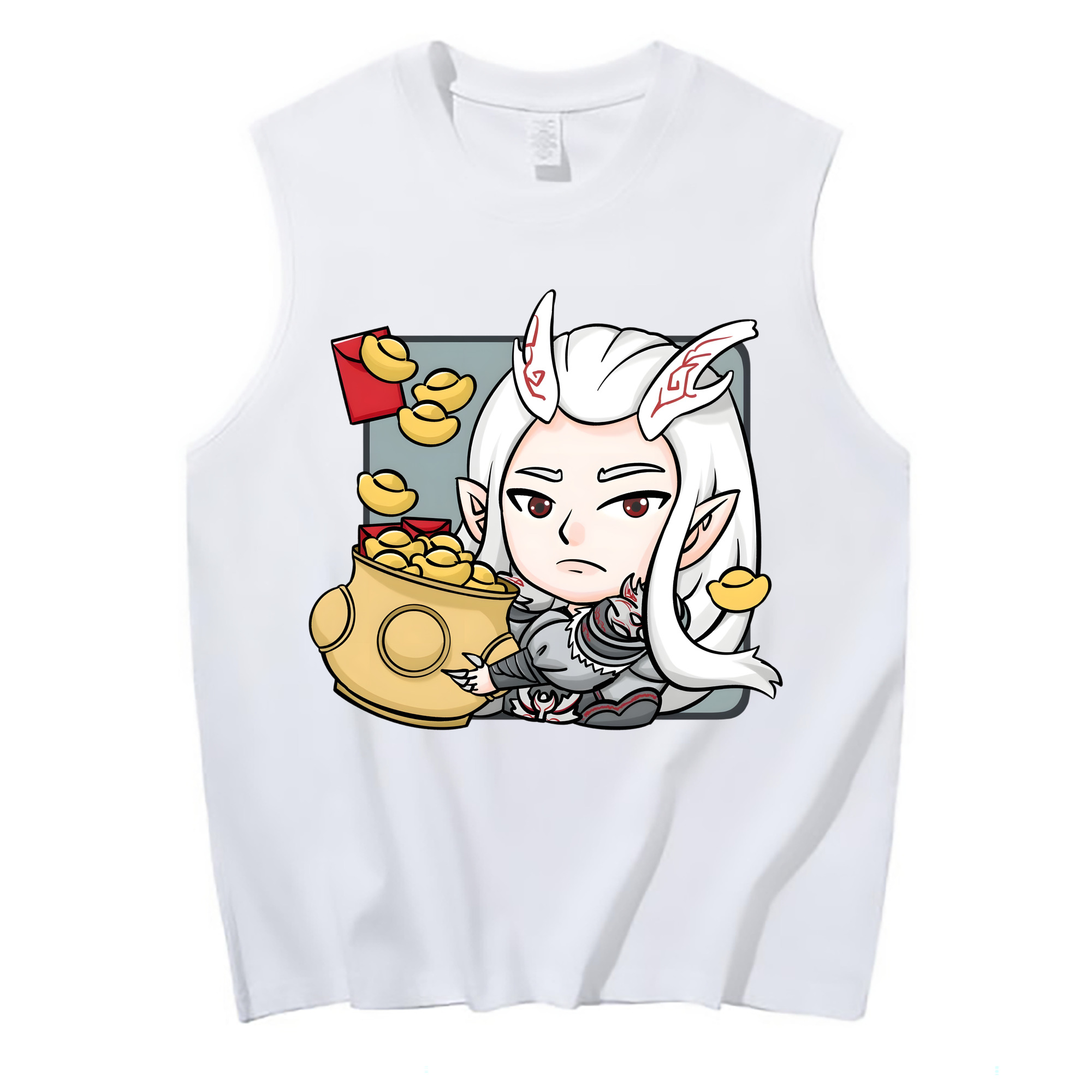 （画像用） Ne Zha 2 ナタ 魔童の大暴れ コットン100％タンクトップ（フロントプリント）