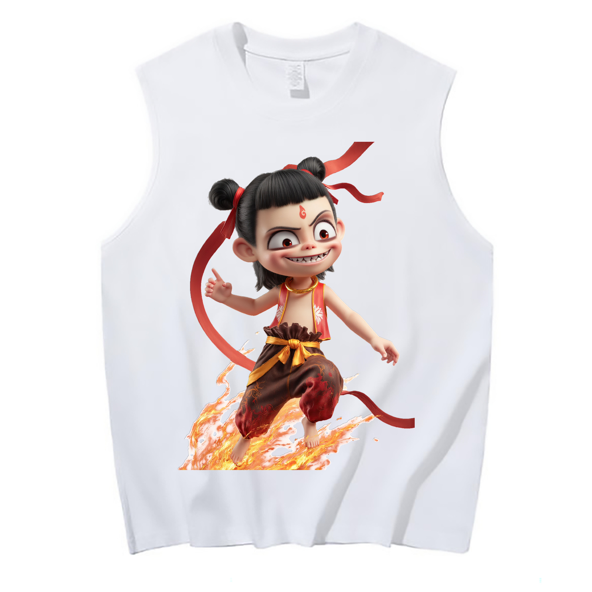 （画像用） Ne Zha 2 ナタ 魔童の大暴れ コットン100％タンクトップ（フロントプリント）