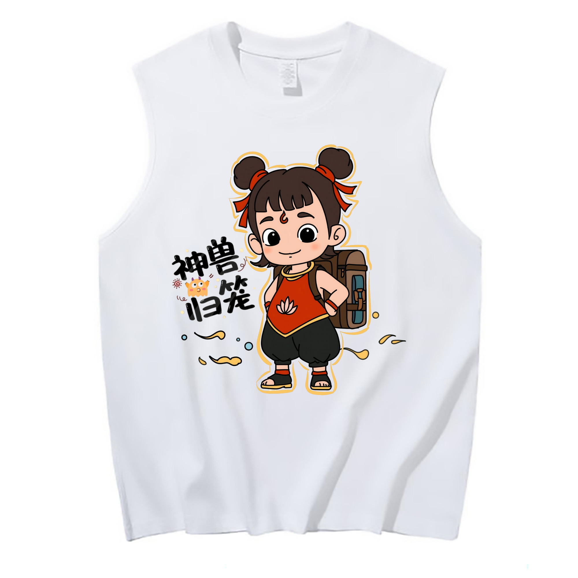 （画像用） Ne Zha 2 ナタ 魔童の大暴れ コットン100％タンクトップ（フロントプリント）