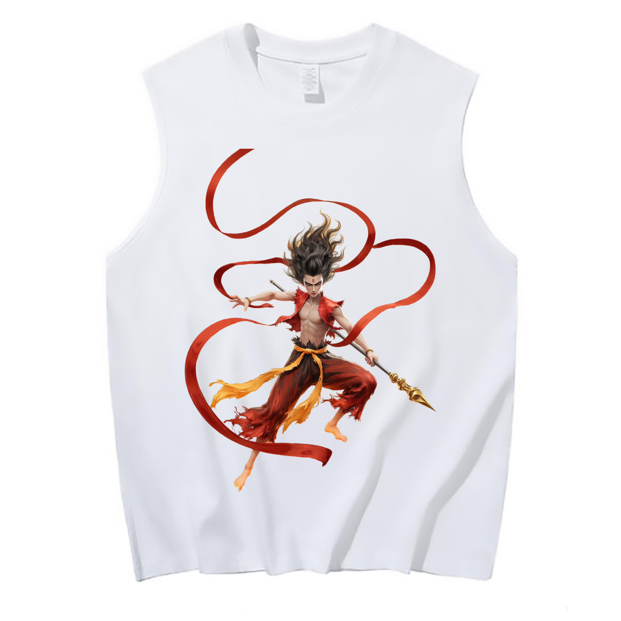 （画像用） Ne Zha 2 ナタ 魔童の大暴れ コットン100％タンクトップ（フロントプリント）