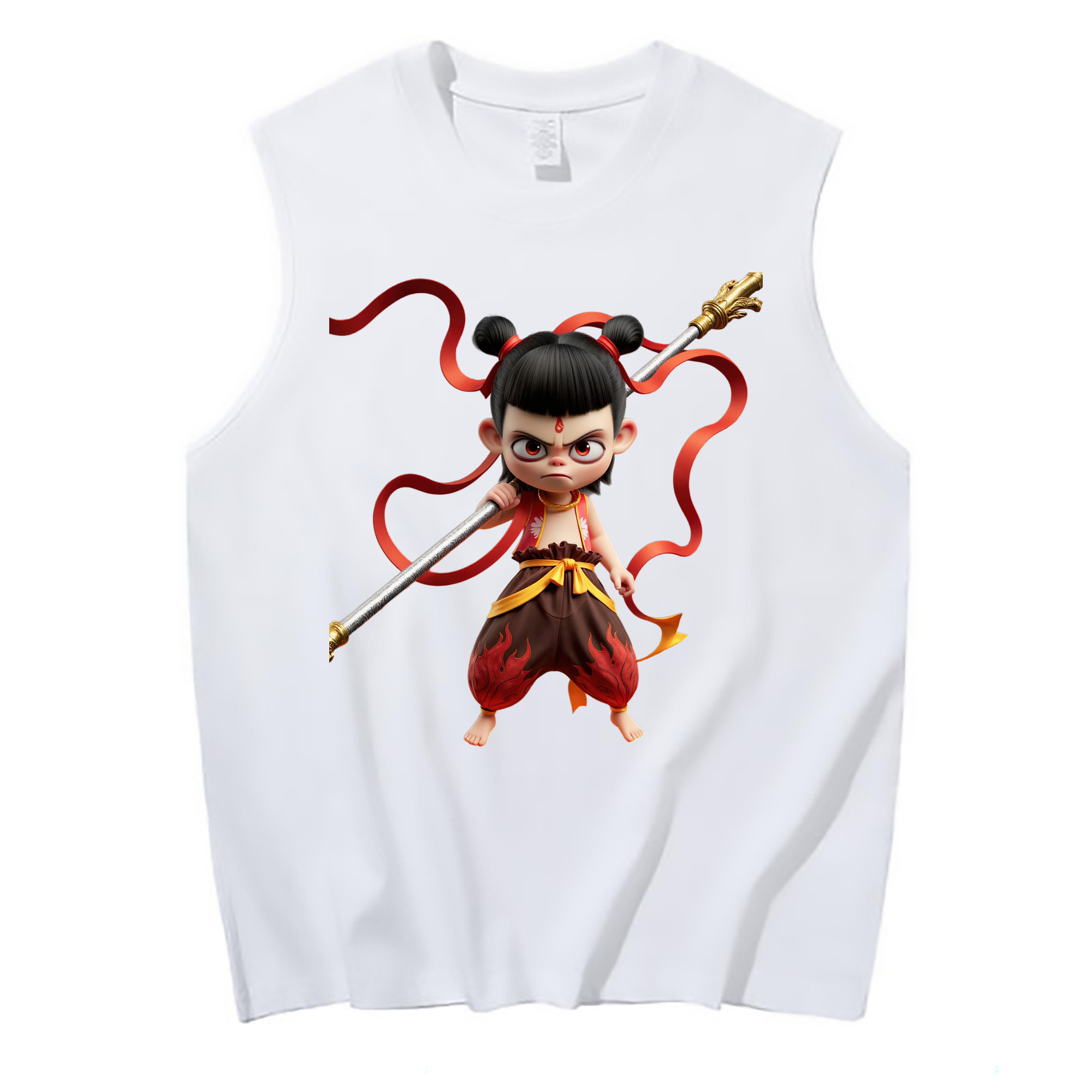 （画像用） Ne Zha 2 ナタ 魔童の大暴れ コットン100％タンクトップ（フロントプリント）