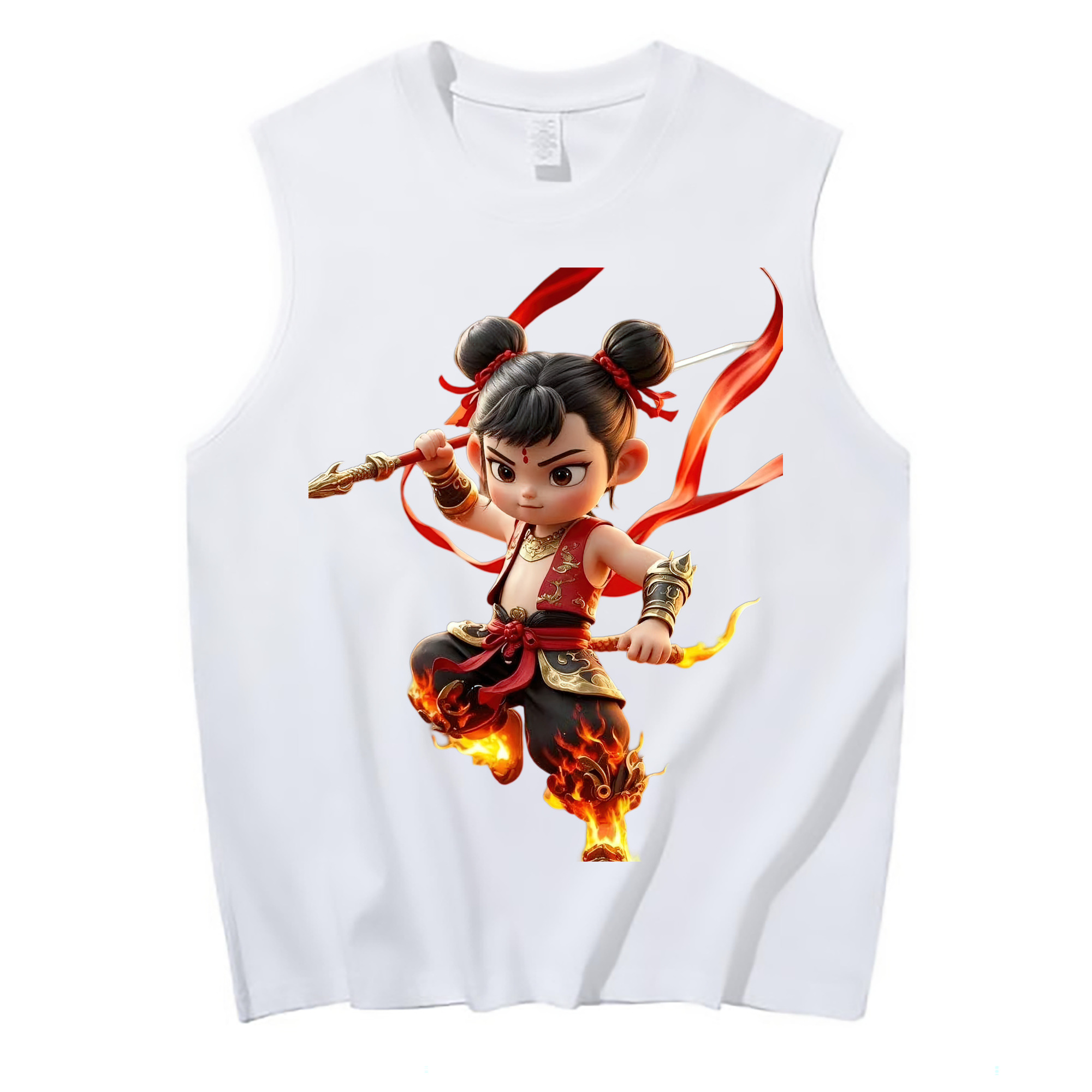 （画像用） Ne Zha 2 ナタ 魔童の大暴れ コットン100％タンクトップ（フロントプリント）