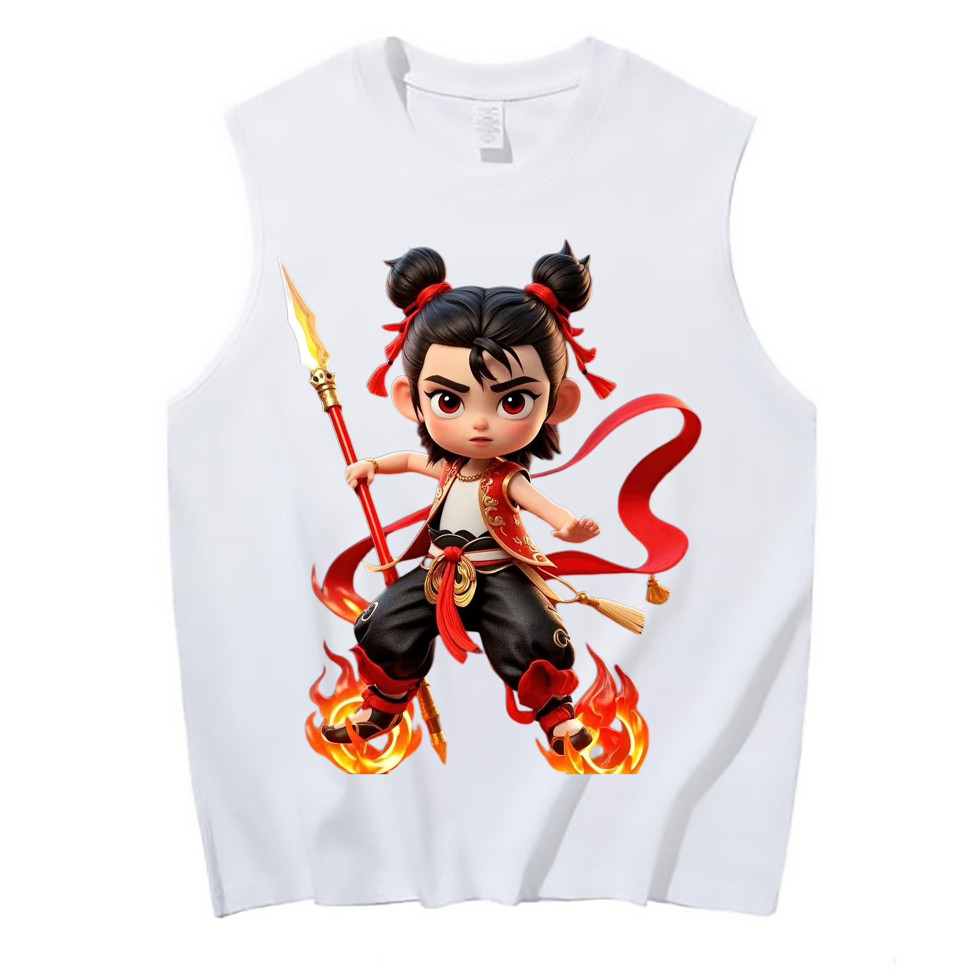 （画像用） Ne Zha 2 ナタ 魔童の大暴れ コットン100％タンクトップ（フロントプリント）