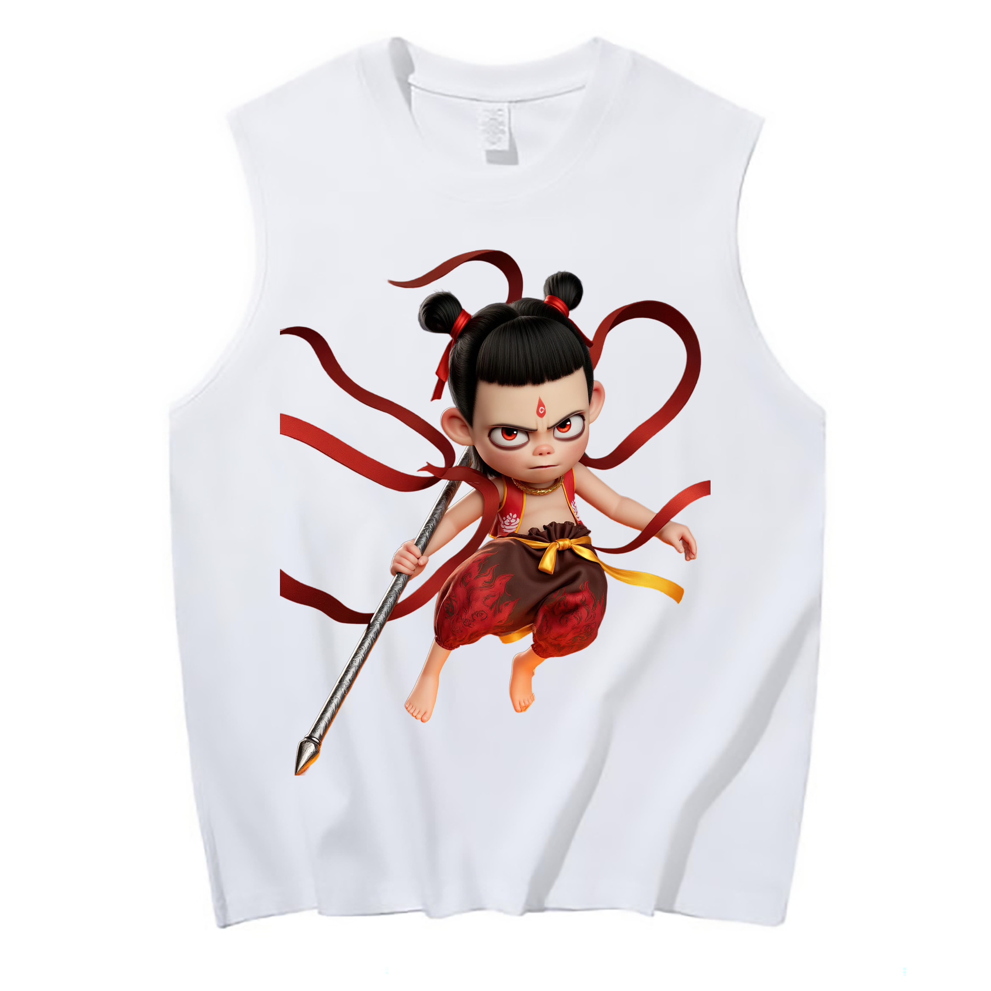 （画像用） Ne Zha 2 ナタ 魔童の大暴れ コットン100％タンクトップ（フロントプリント）