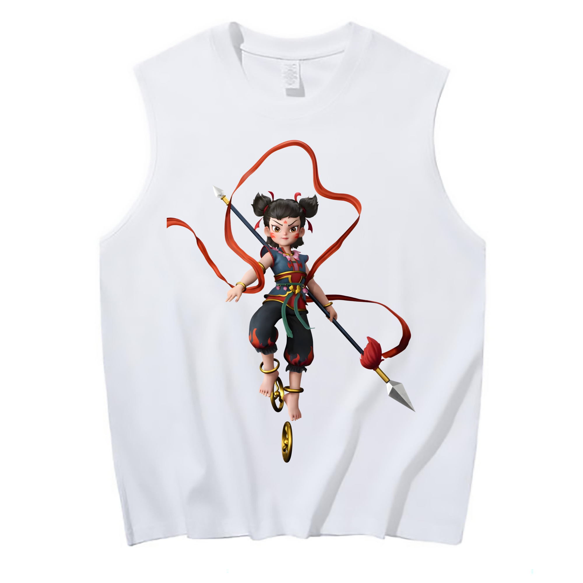 （画像用） Ne Zha 2 ナタ 魔童の大暴れ コットン100％タンクトップ（フロントプリント）