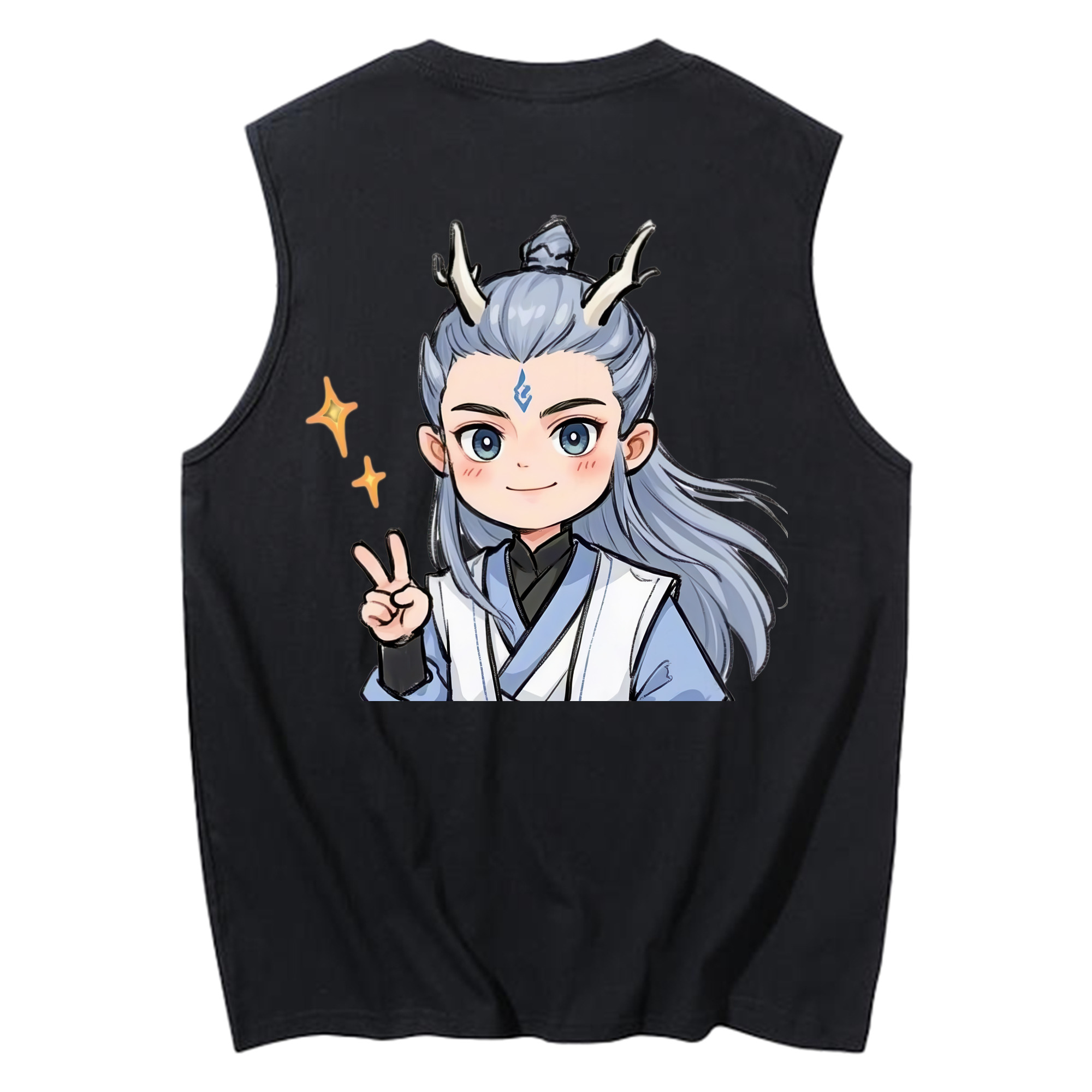 （画像用） Ne Zha 2 ナタ 魔童の大暴れ コットン100％タンクトップ（背面プリント）