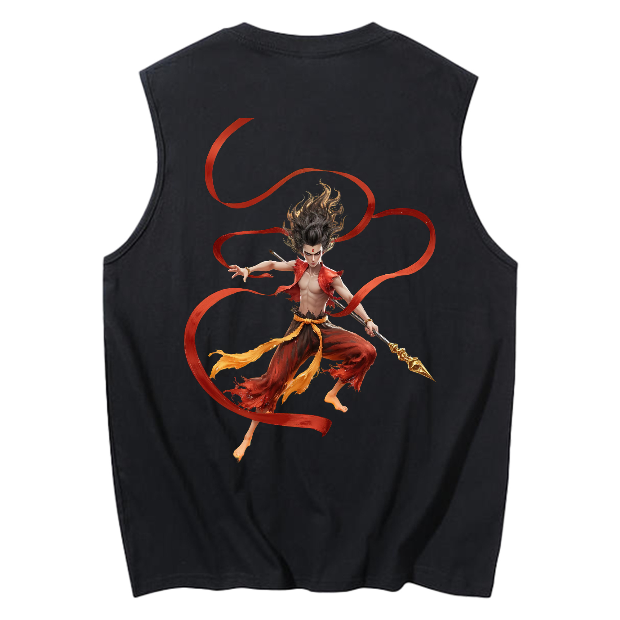 （画像用） Ne Zha 2 ナタ 魔童の大暴れ コットン100％タンクトップ（背面プリント）