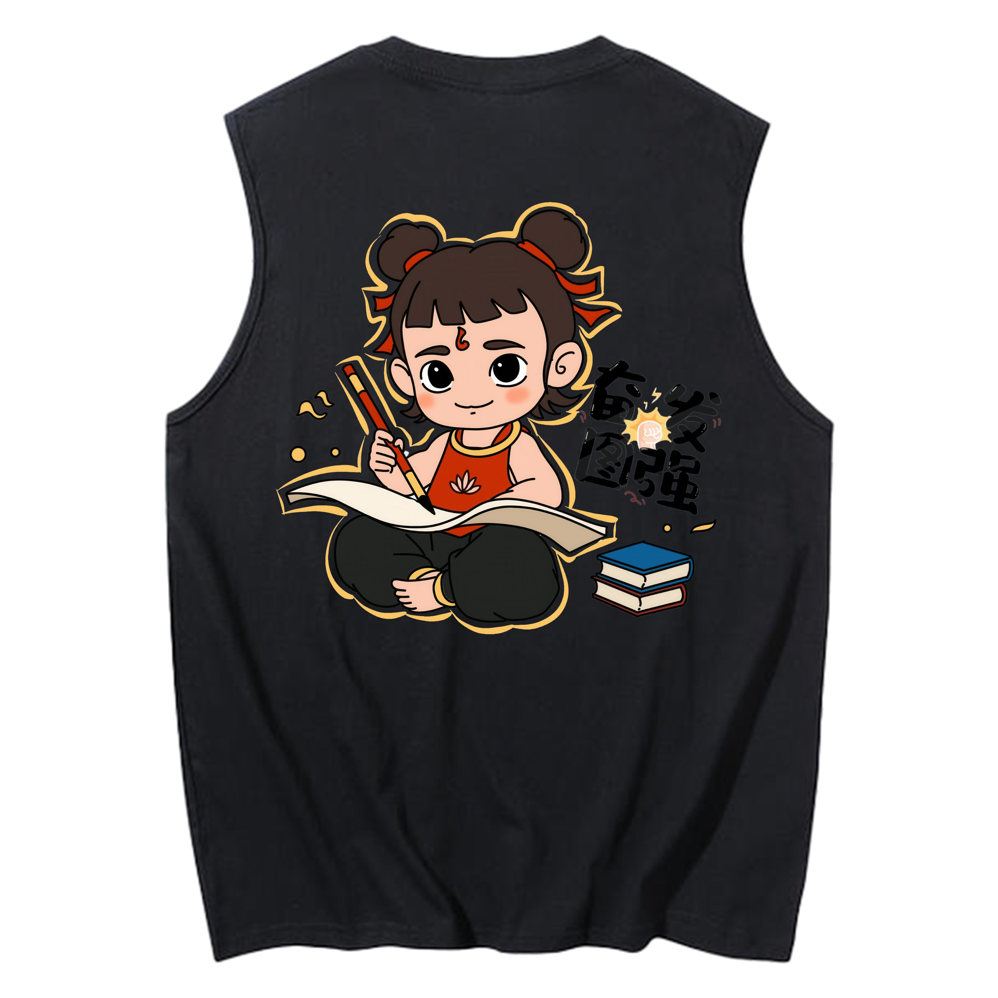 （画像用） Ne Zha 2 ナタ 魔童の大暴れ コットン100％タンクトップ（背面プリント）