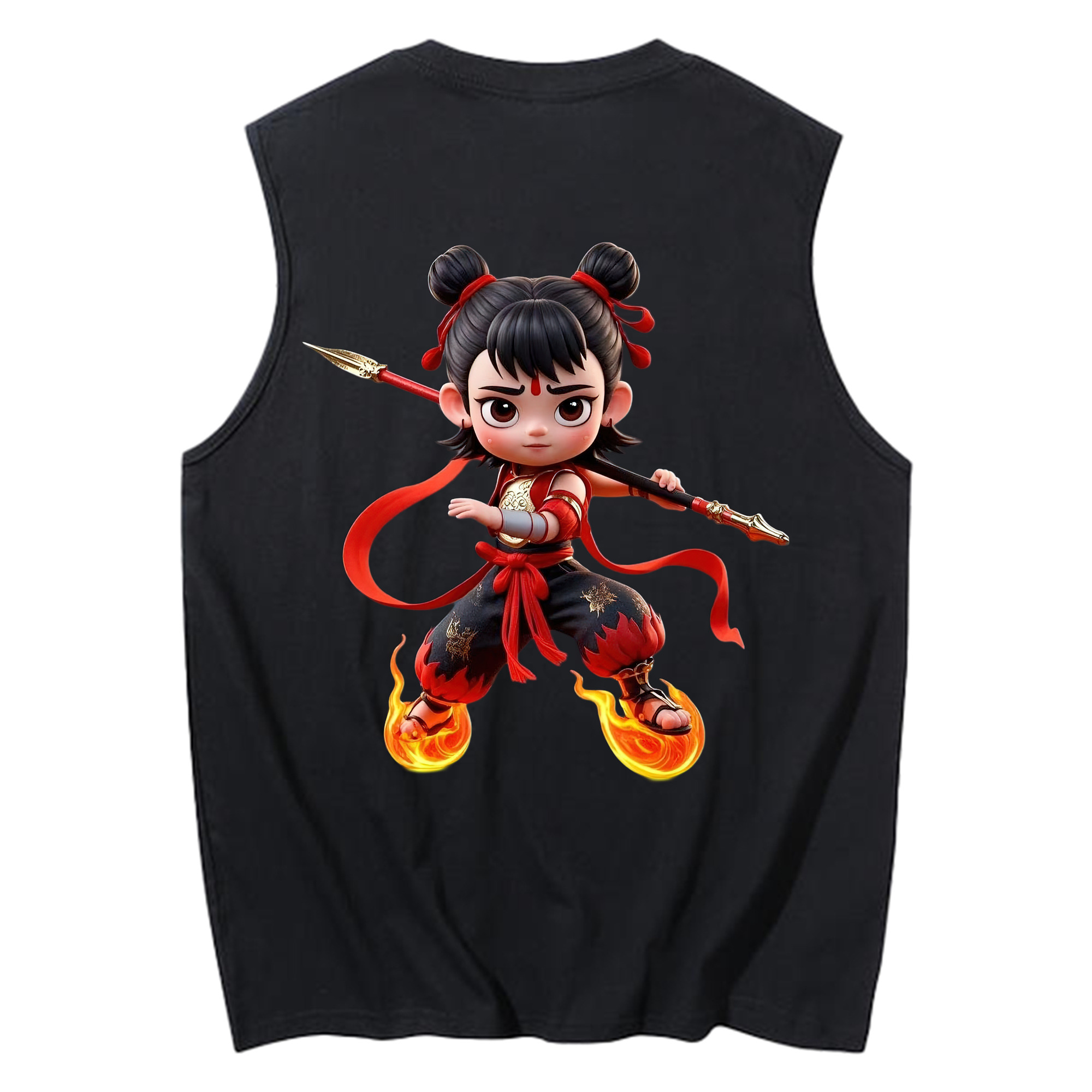 （画像用） Ne Zha 2 ナタ 魔童の大暴れ コットン100％タンクトップ（背面プリント）