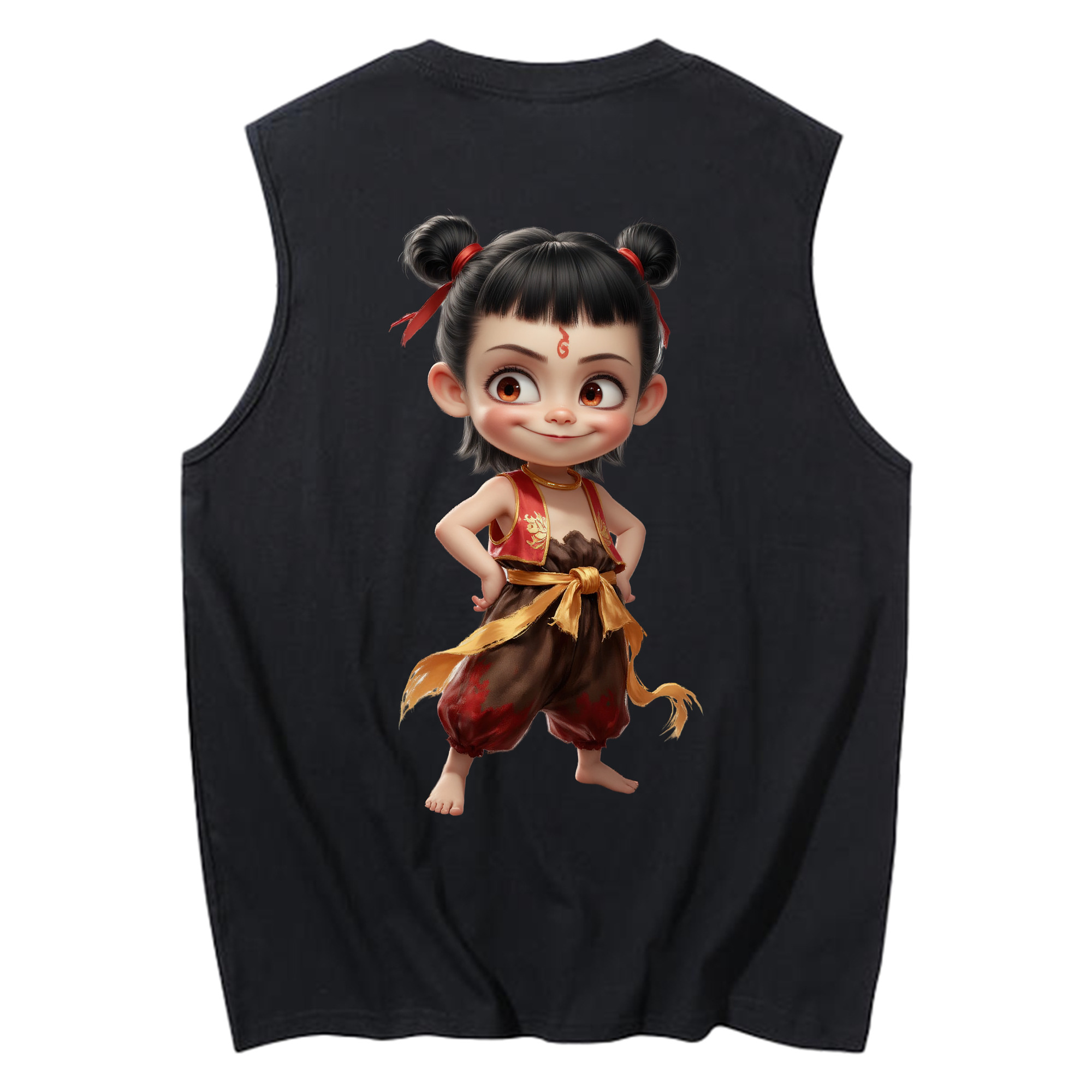 （画像用） Ne Zha 2 ナタ 魔童の大暴れ コットン100％タンクトップ（背面プリント）