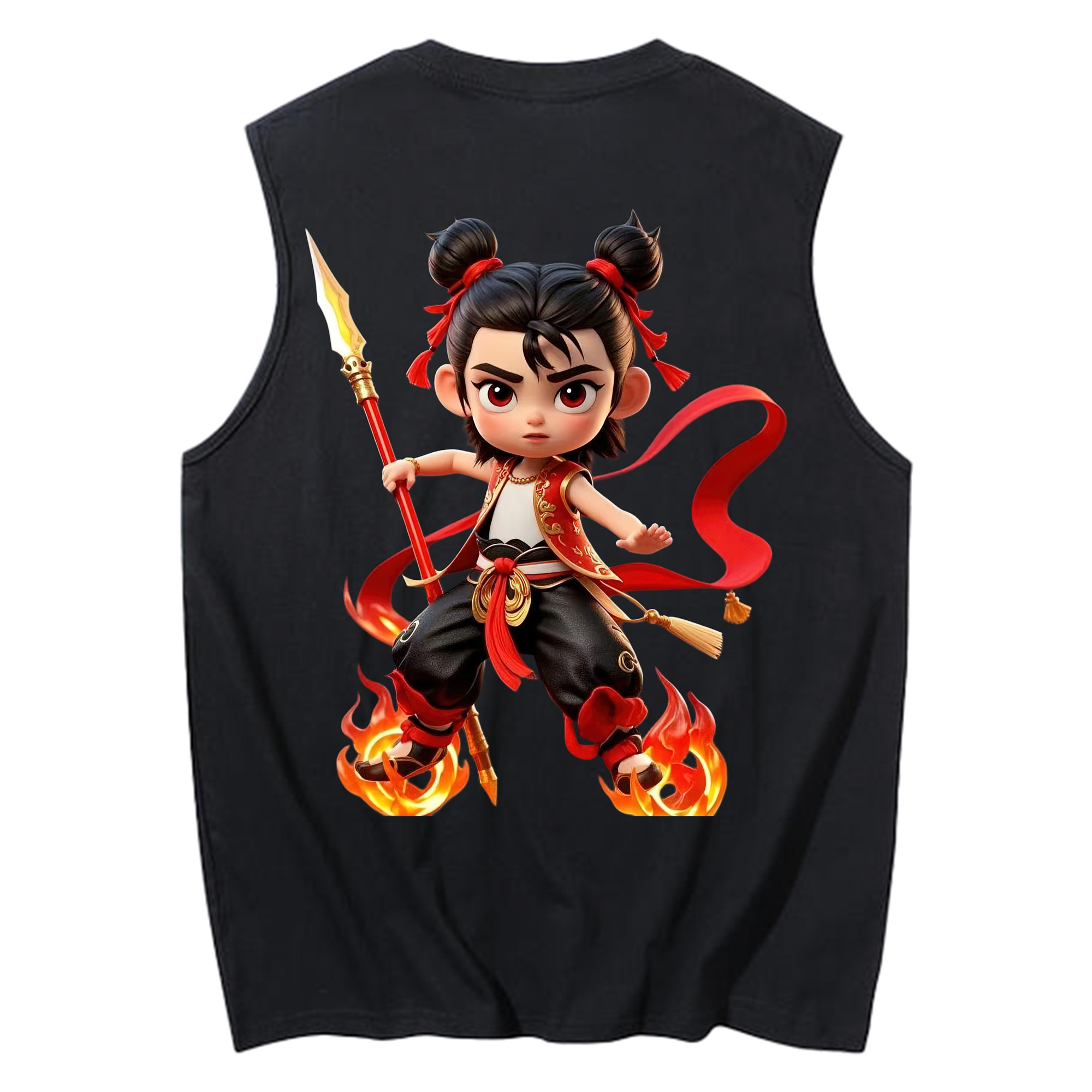 （画像用） Ne Zha 2 ナタ 魔童の大暴れ コットン100％タンクトップ（背面プリント）